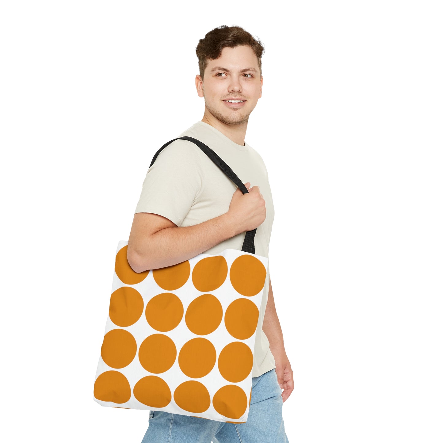 Tangerine Orange & White Circles Tote Bag