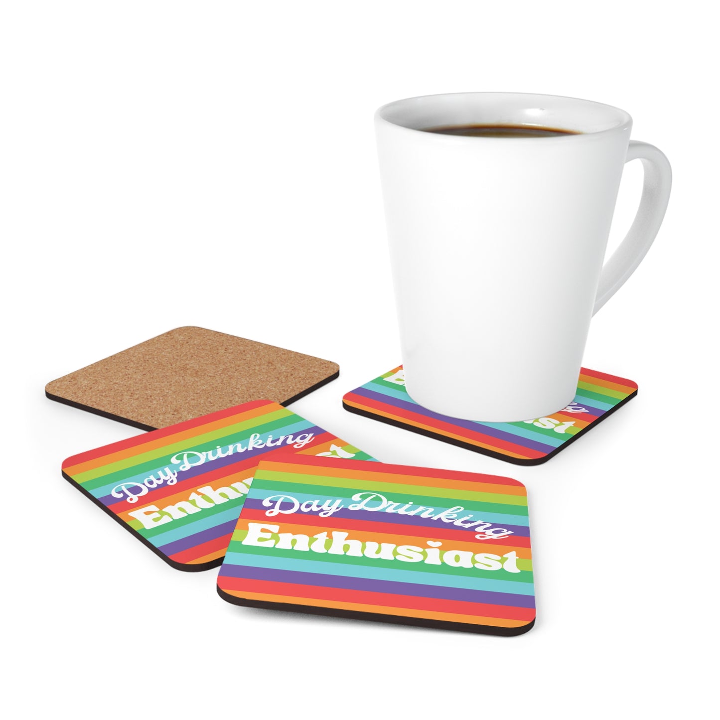 Day Drinking Enthusiast Tropical Rainbow Coaster Set