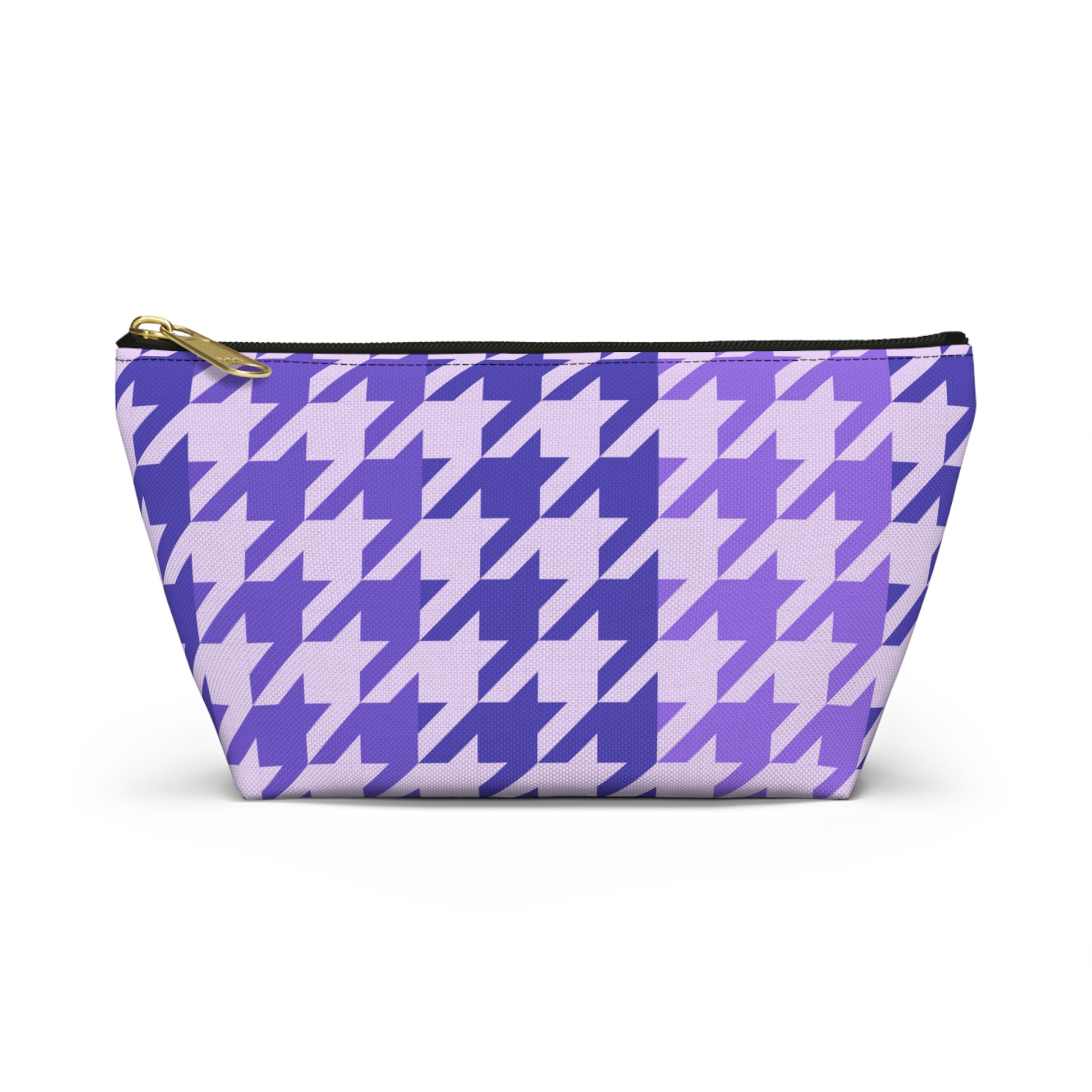 Purple Houndstooth Accessory Pouch with T-bottom - BowsAndArtsDesigns