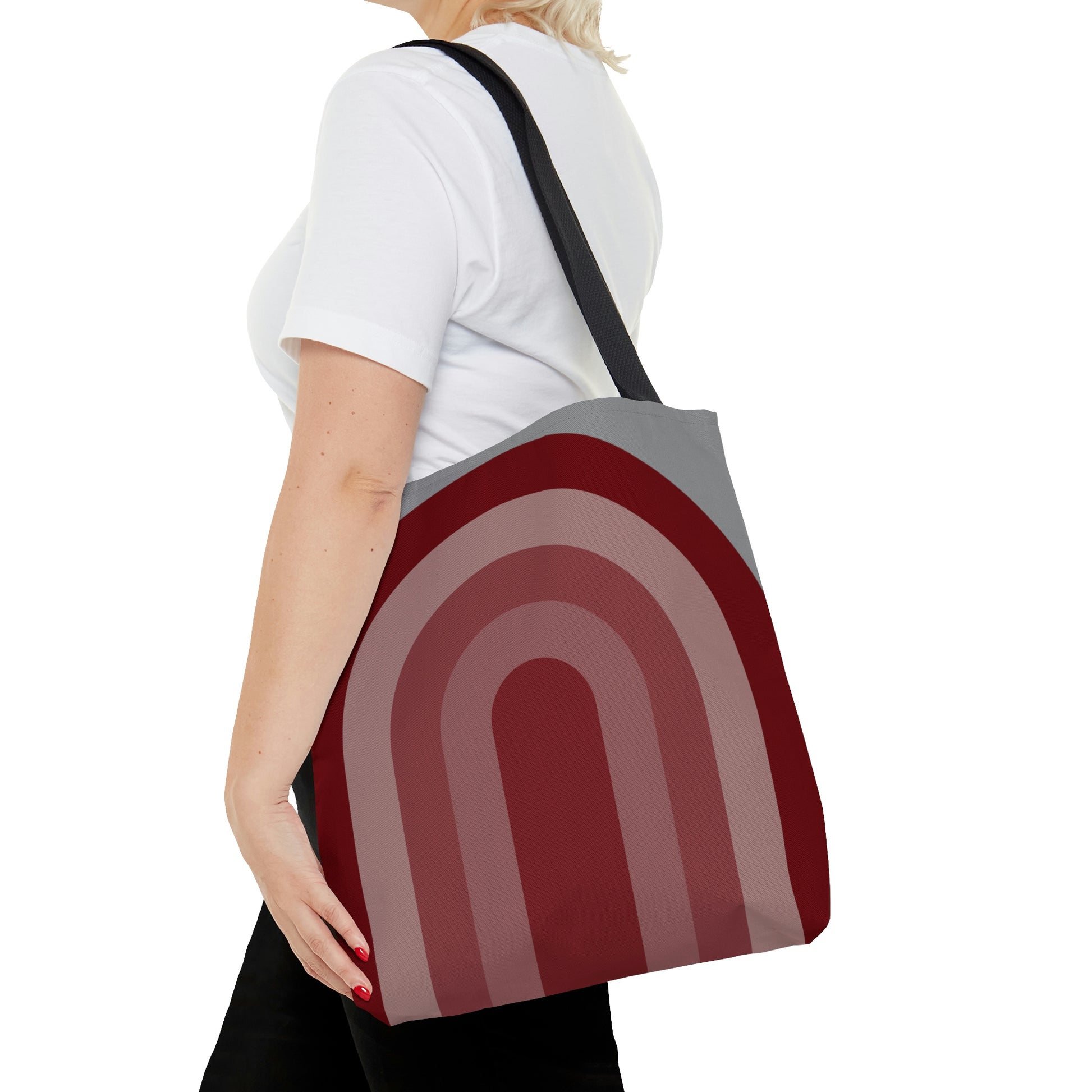 Garnet Maroon & Gray Rainbow Canvas Tote Bag - BowsAndArtsDesigns