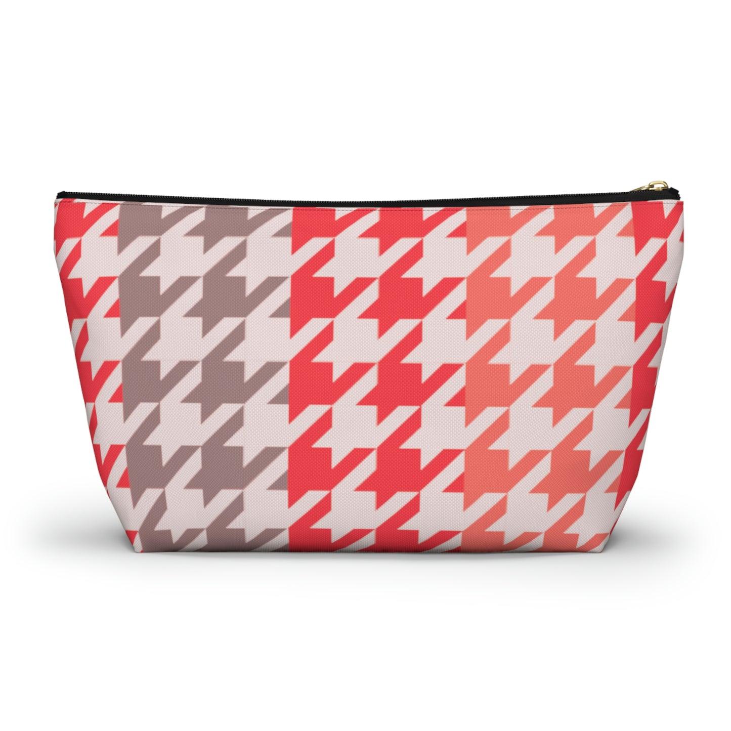 Coral & Gray Accessory Pouch with T-bottom - BowsAndArtsDesigns
