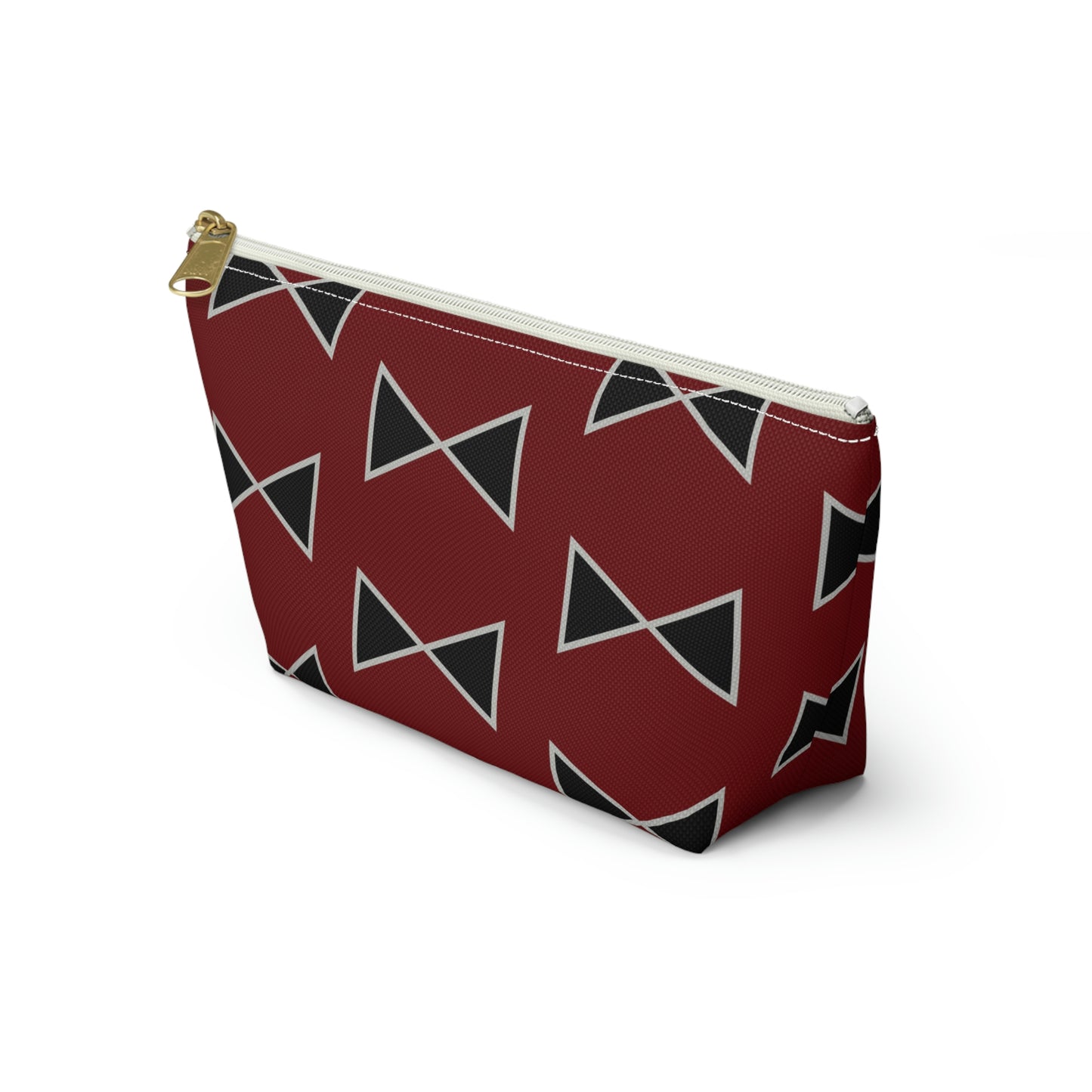 Black & Garnet Maroon Bows Accessory Pouch with T-bottom