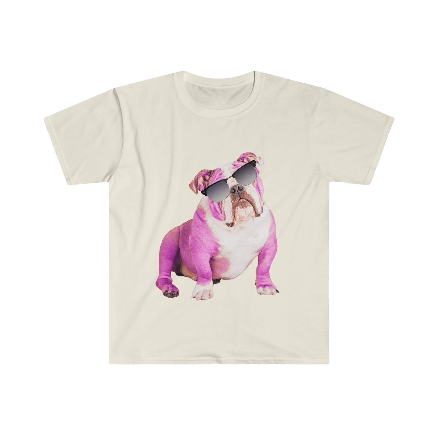 Pink Bulldog Sunnies Unisex Softstyle T-shirt