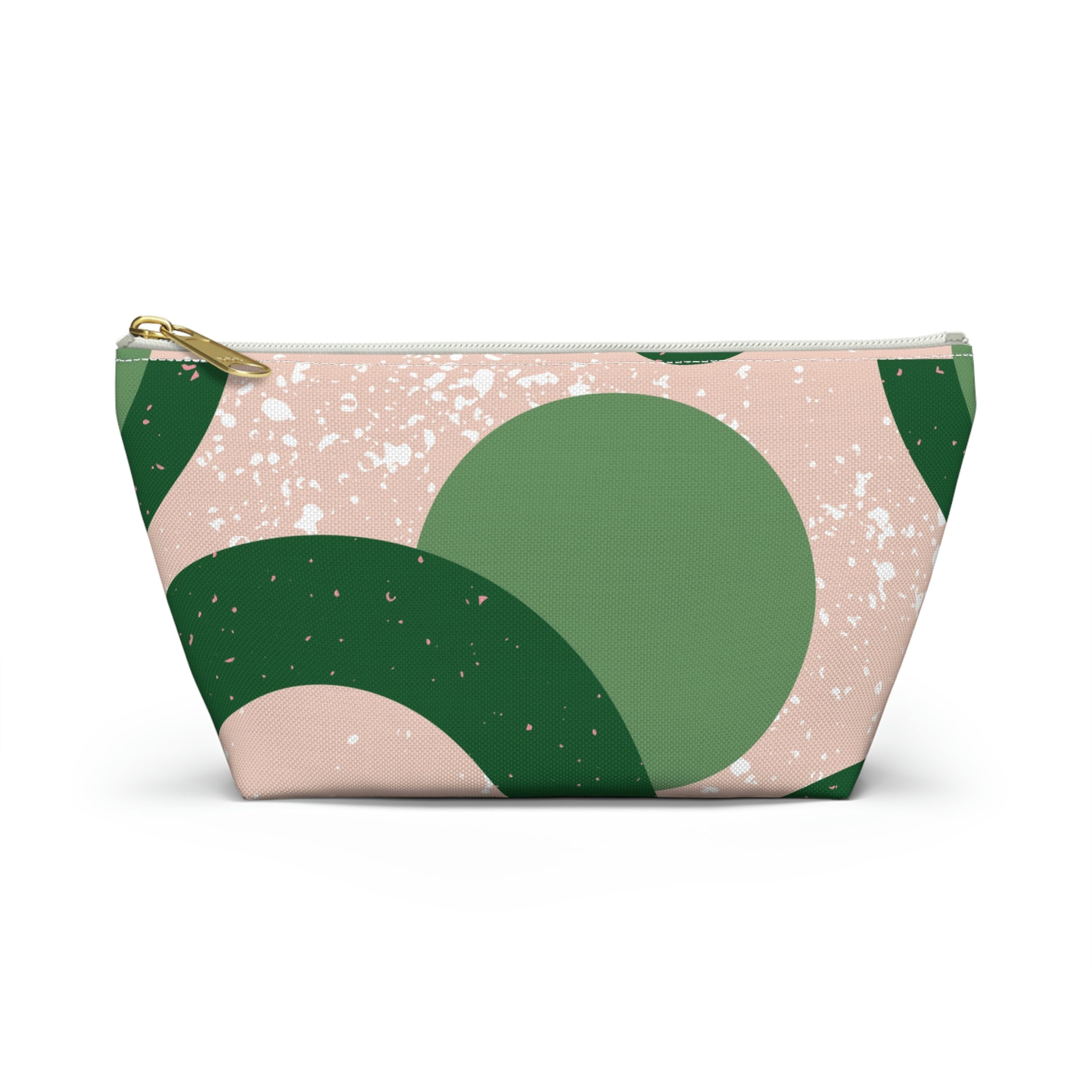 Green & Peach Mid Century Modern Accessory Pouch with T-bottom - BowsAndArtsDesigns