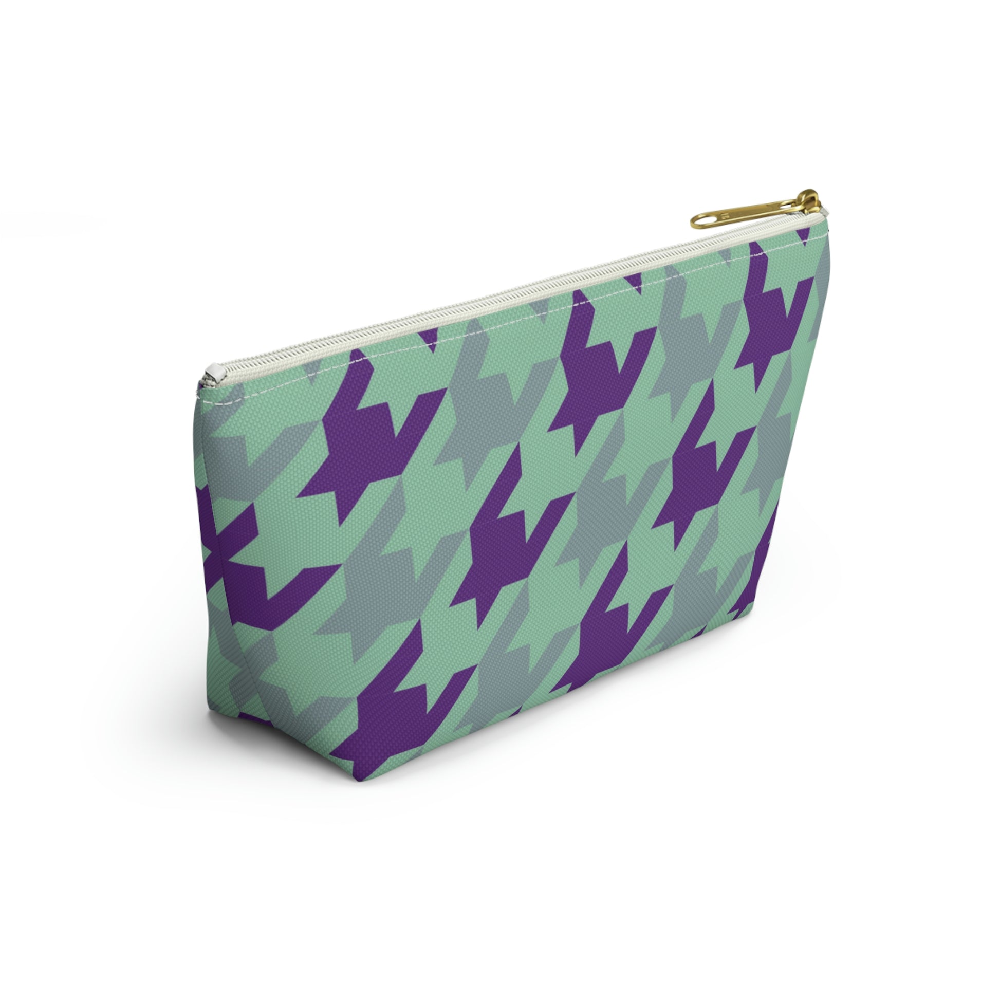 Purple & Mint Accessory Pouch with T-bottom - BowsAndArtsDesigns