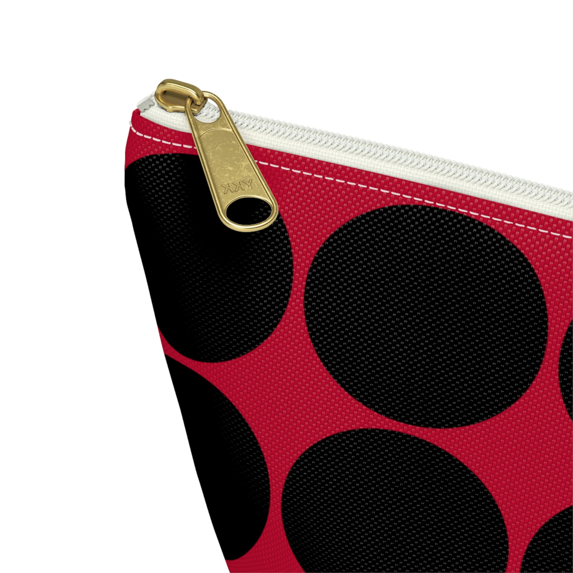 Red & Black Circle Accessory Pouch with T-bottom - BowsAndArtsDesigns