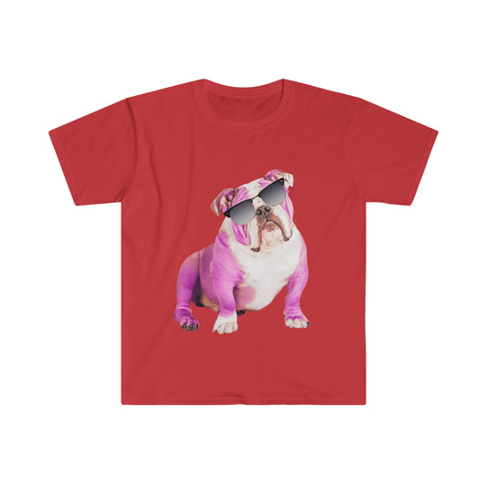 Pink Bulldog Sunnies Unisex Softstyle T-shirt