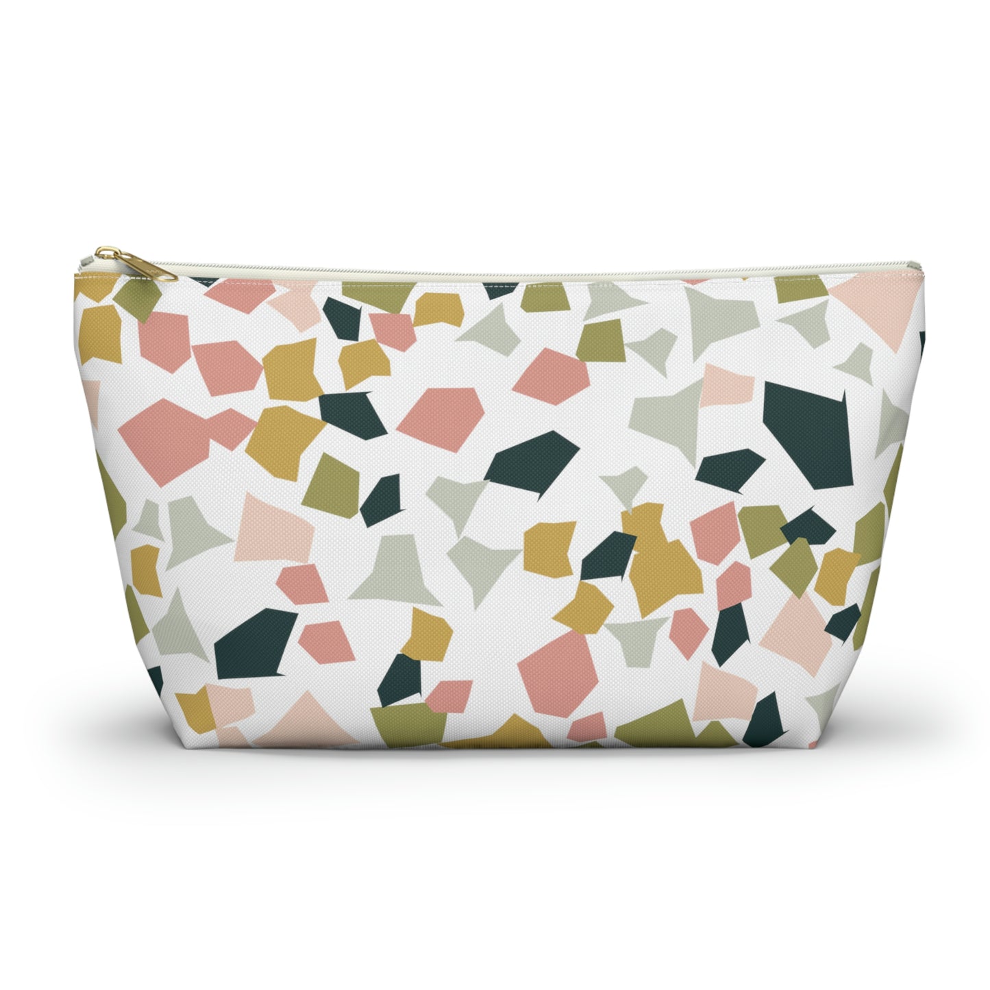 Pink & Green Terrazzo Accessory Pouch with T-bottom
