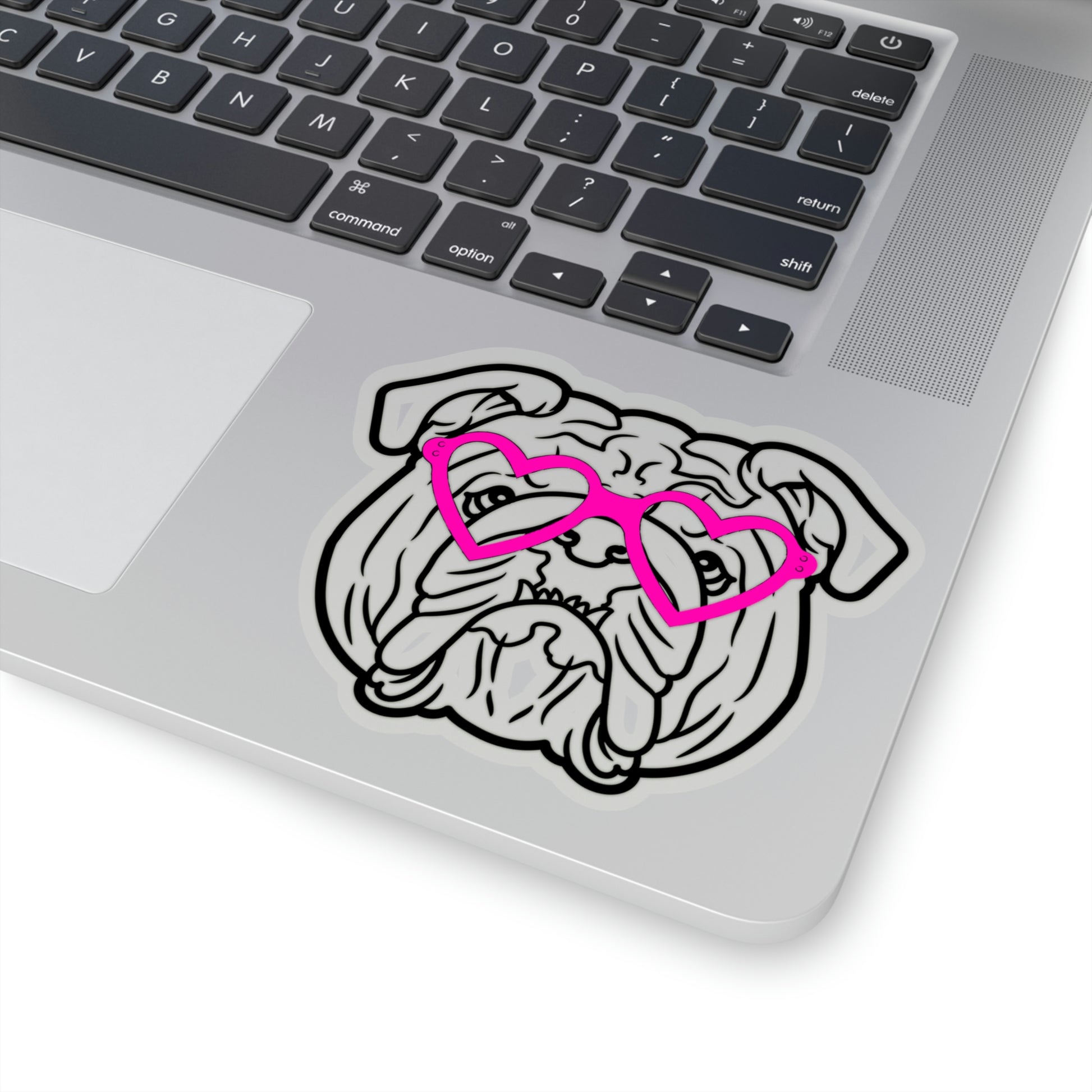 Bulldog Heart Glasses Vinyl Kiss-Cut Sticker - BowsAndArtsDesigns