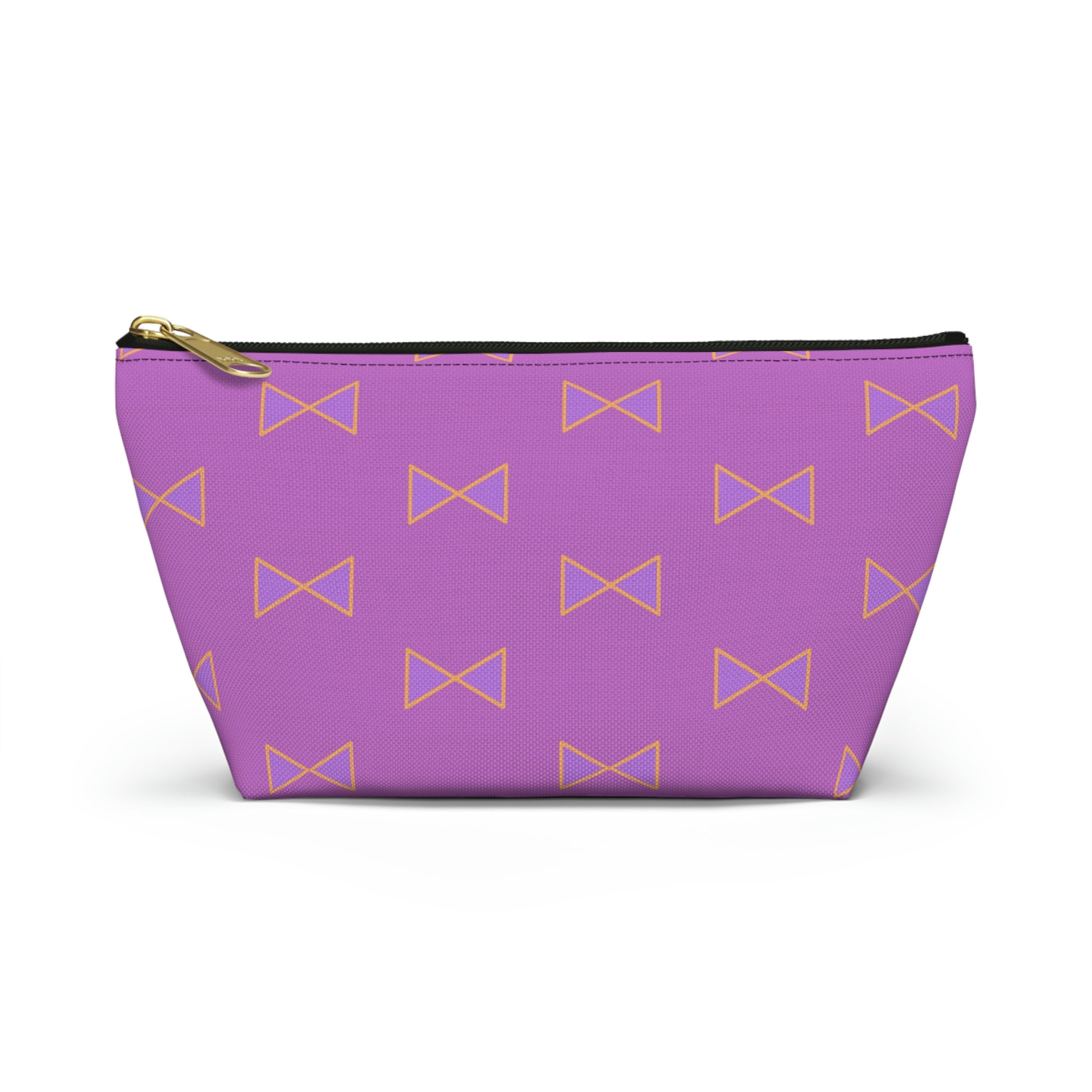 Purple & Tangerine Orange Bows Accessory Pouch with T-bottom - BowsAndArtsDesigns