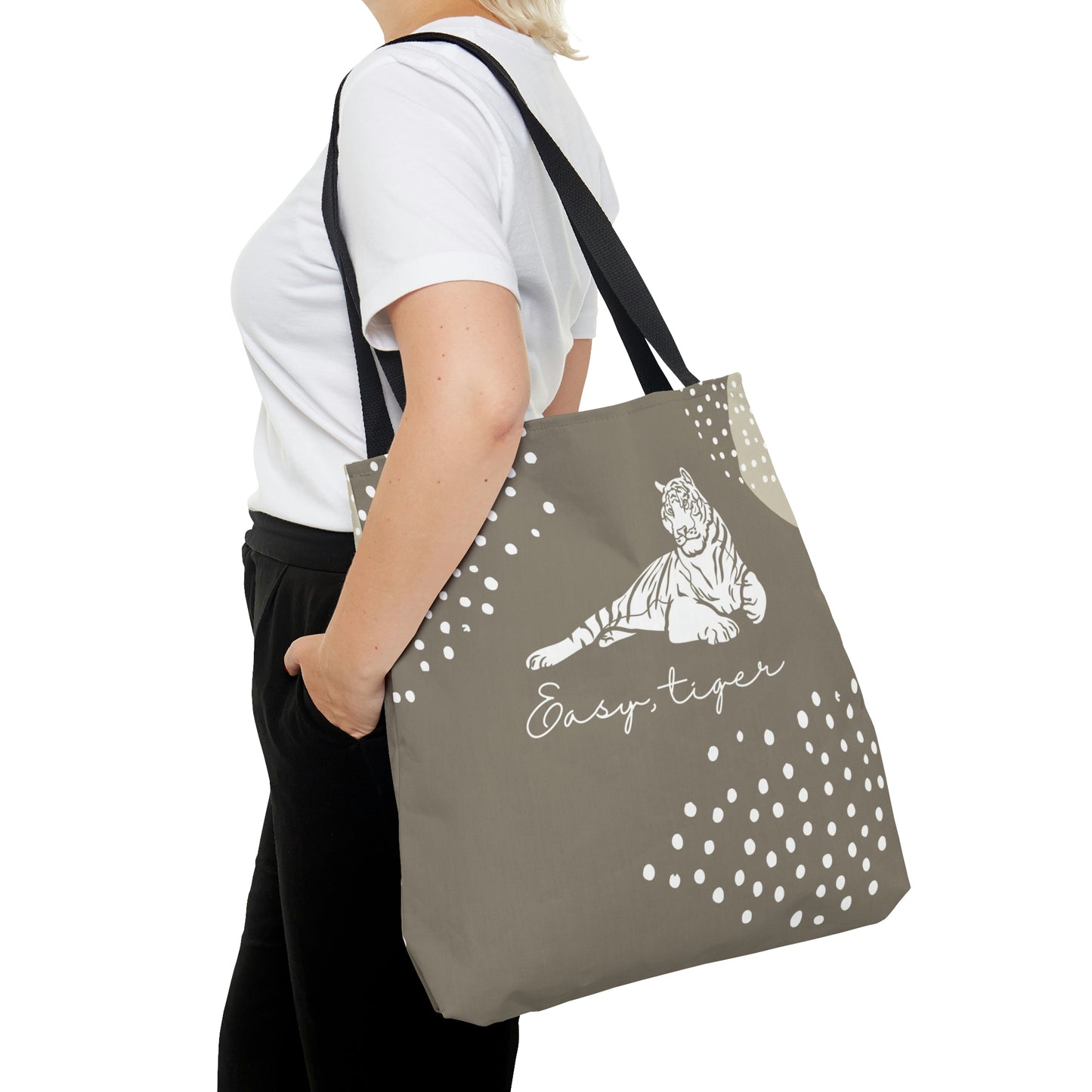 Easy, Tiger Neutral Tones Canvas Tote Bag