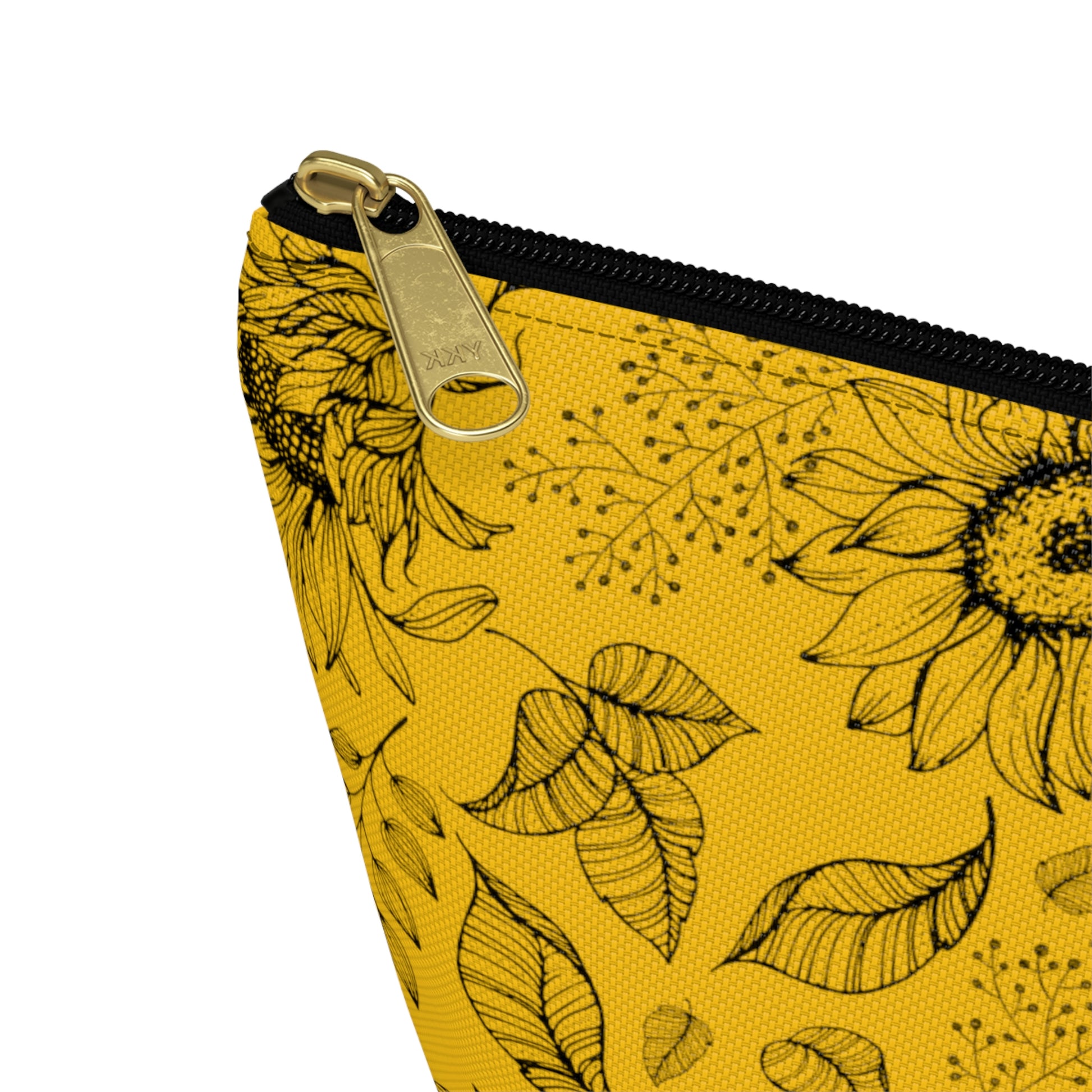 Yellow Sunflower Accessory Pouch with T-bottom - BowsAndArtsDesigns