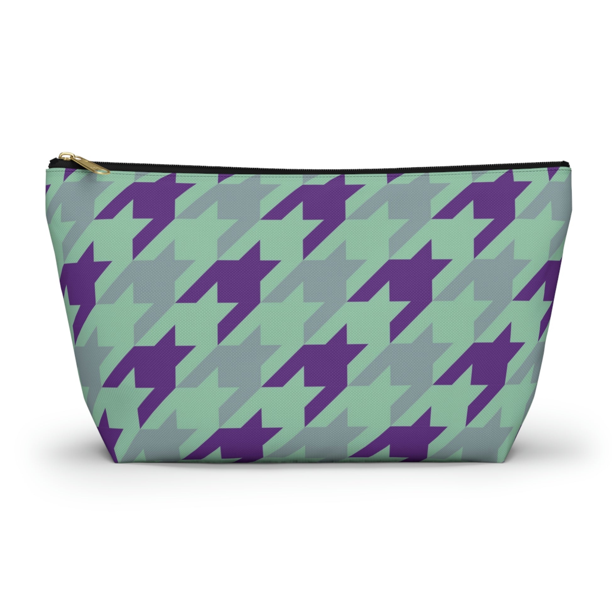 Purple & Mint Accessory Pouch with T-bottom - BowsAndArtsDesigns