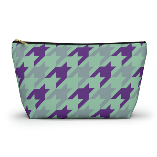 Purple & Mint Accessory Pouch with T-bottom - BowsAndArtsDesigns
