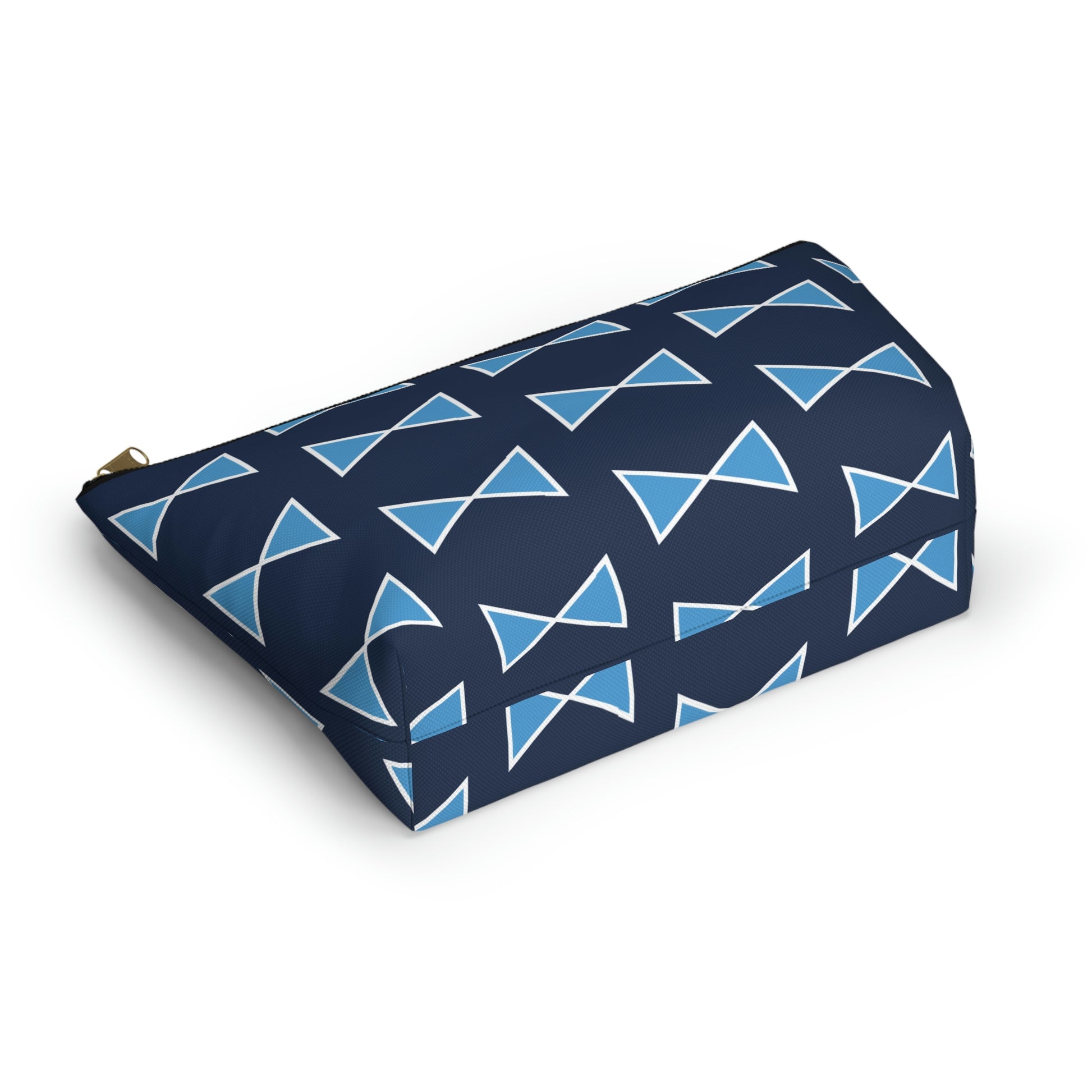 Light Blue & Navy Bows Accessory Pouch with T-bottom - BowsAndArtsDesigns