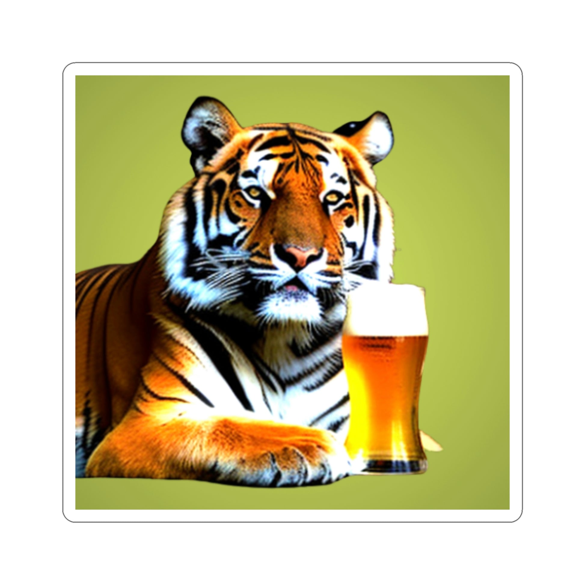 Thirsty Tiger Vinyl Kiss-Cut Sticker - BowsAndArtsDesigns