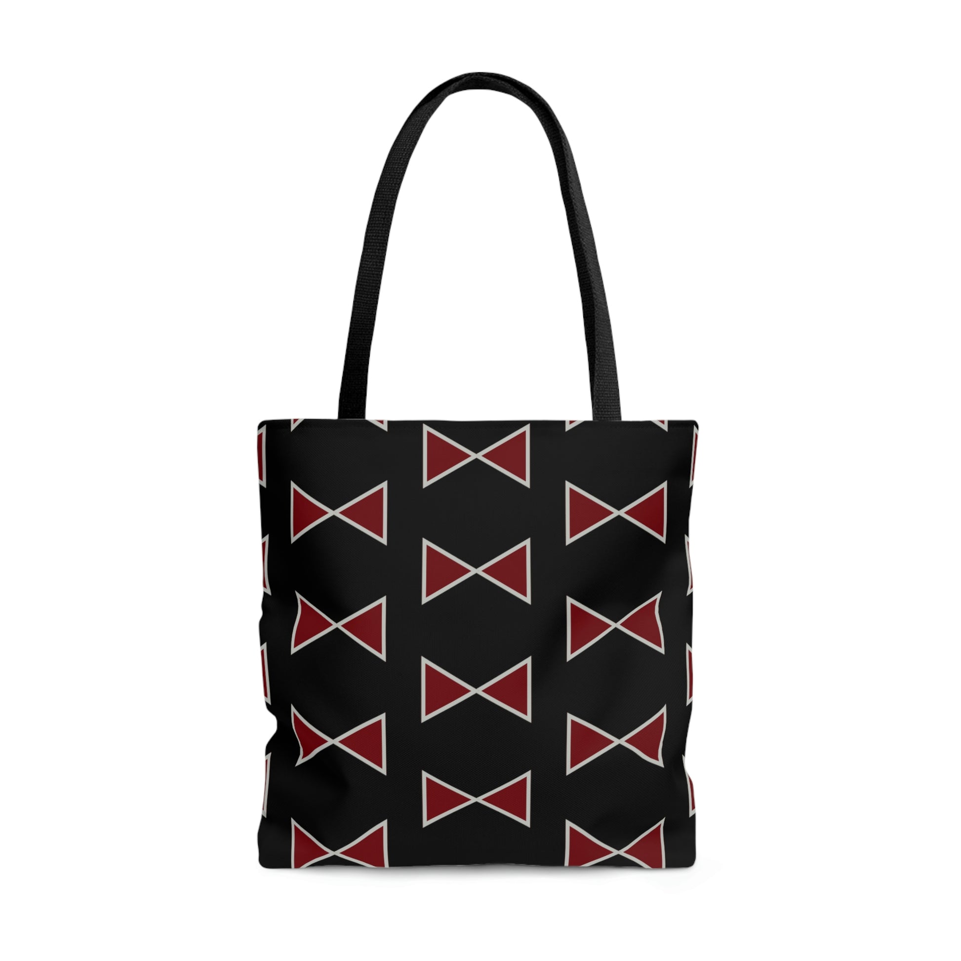 Black & Garnet Maroon Bows Canvas Tote Bag - BowsAndArtsDesigns