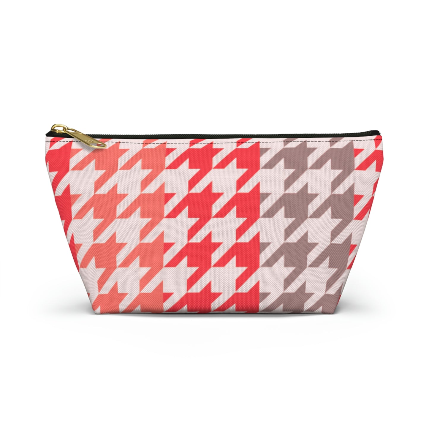 Coral & Gray Accessory Pouch with T-bottom - BowsAndArtsDesigns