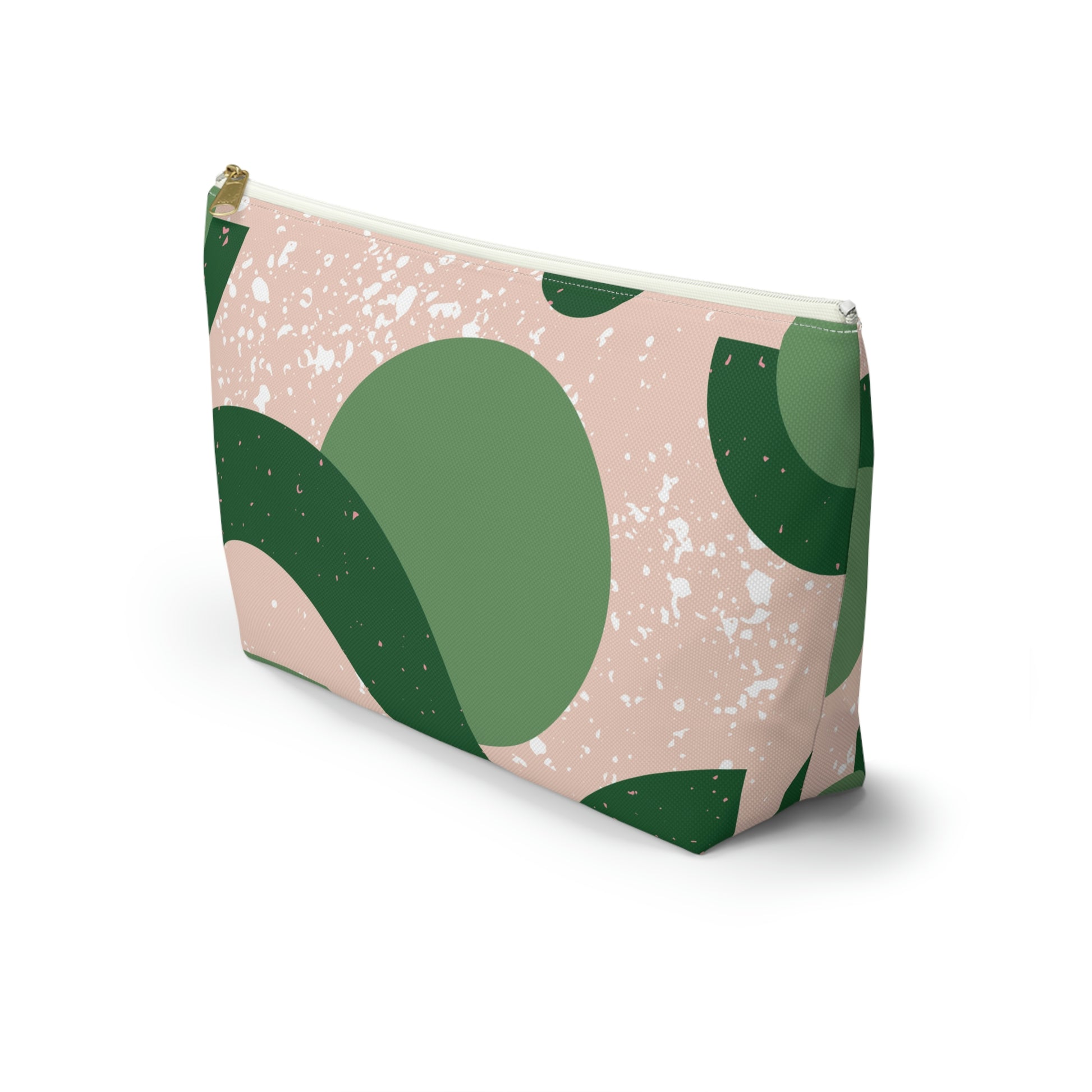 Green & Peach Mid Century Modern Accessory Pouch with T-bottom - BowsAndArtsDesigns