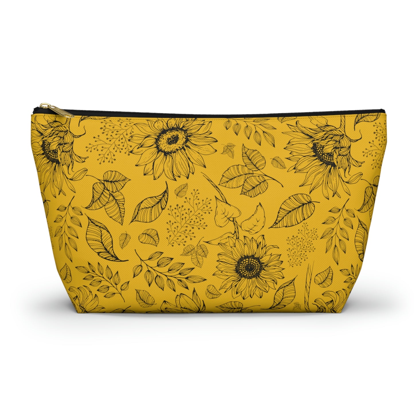 Yellow Sunflower Accessory Pouch with T-bottom - BowsAndArtsDesigns