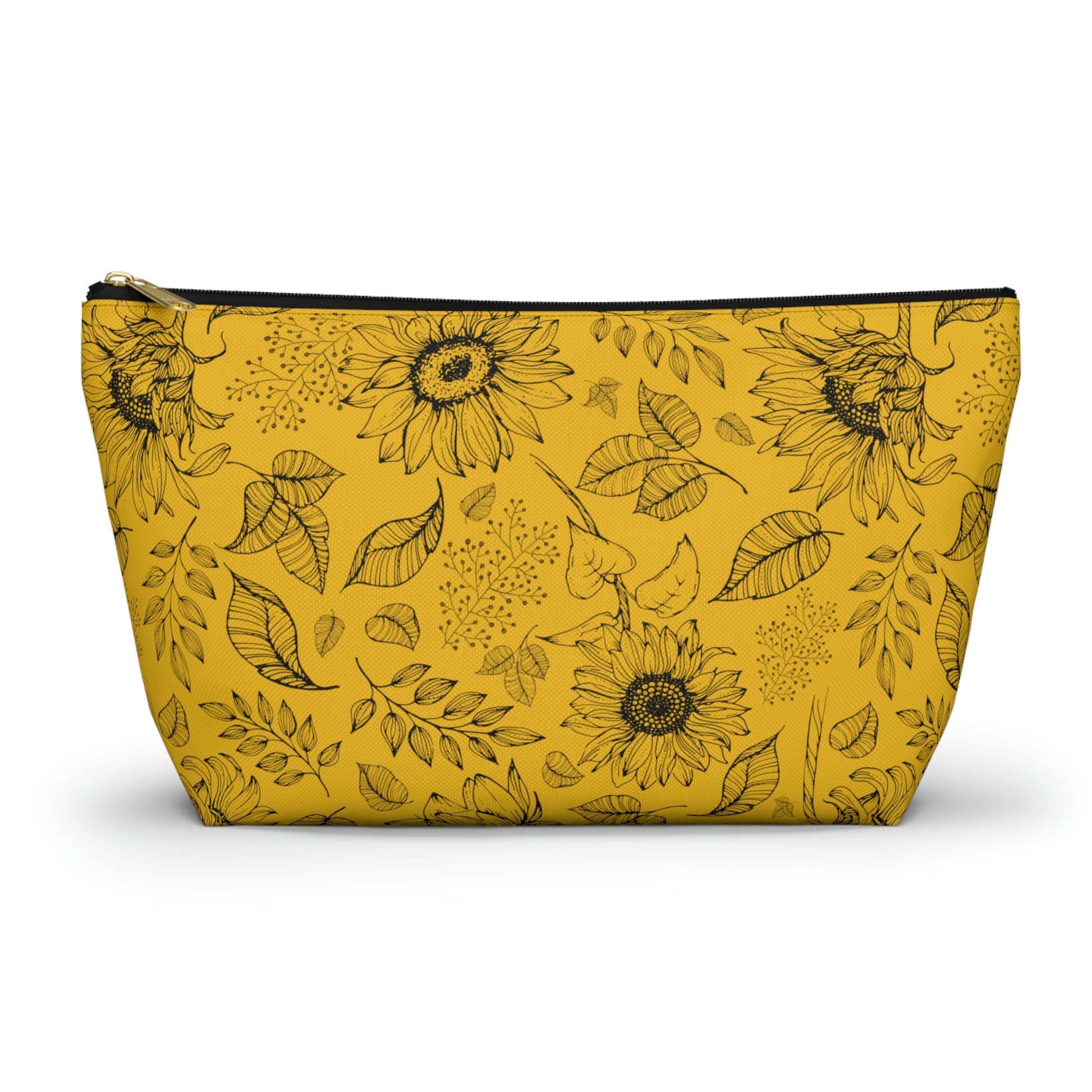 Yellow Sunflower Accessory Pouch with T-bottom - BowsAndArtsDesigns
