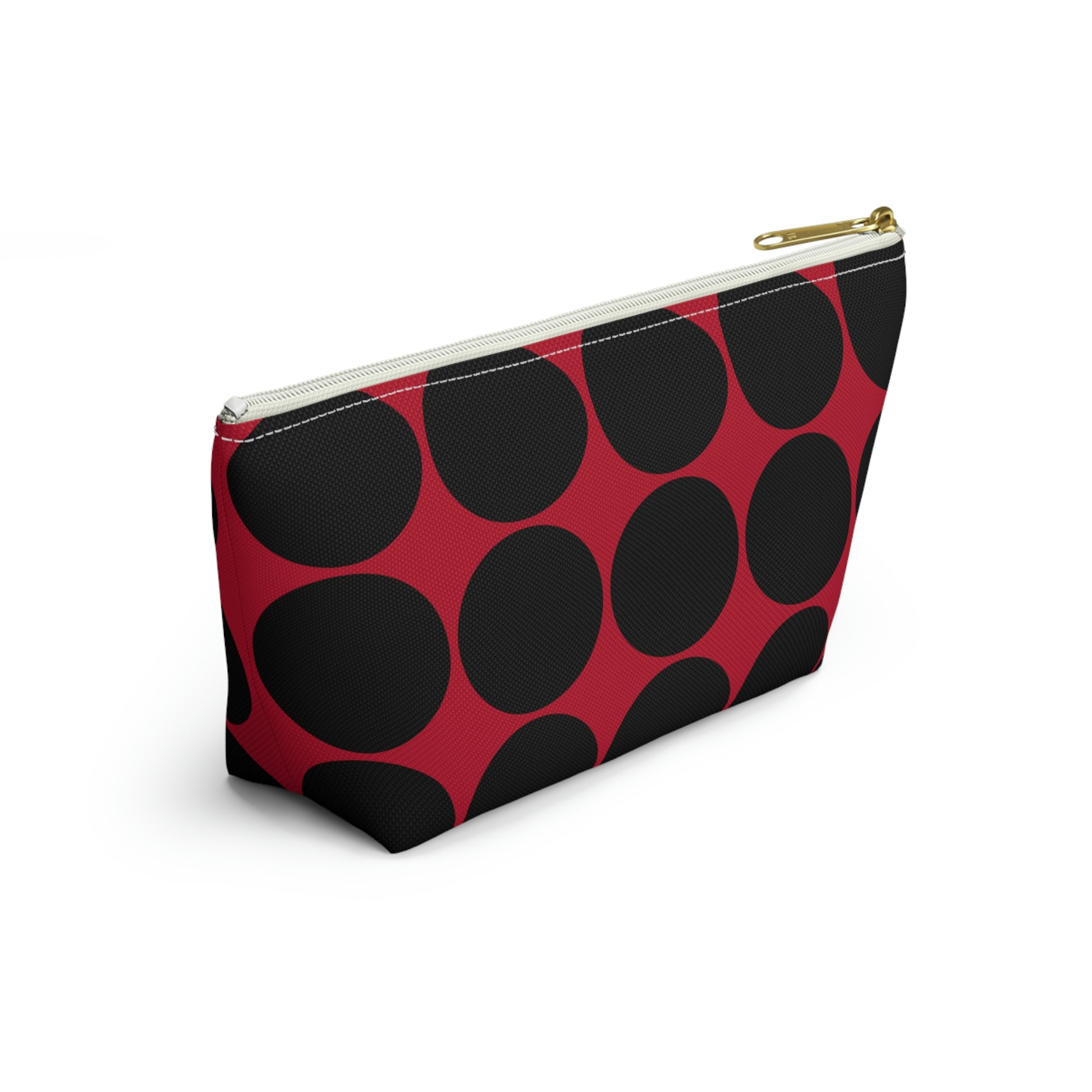 Red & Black Circle Accessory Pouch with T-bottom - BowsAndArtsDesigns