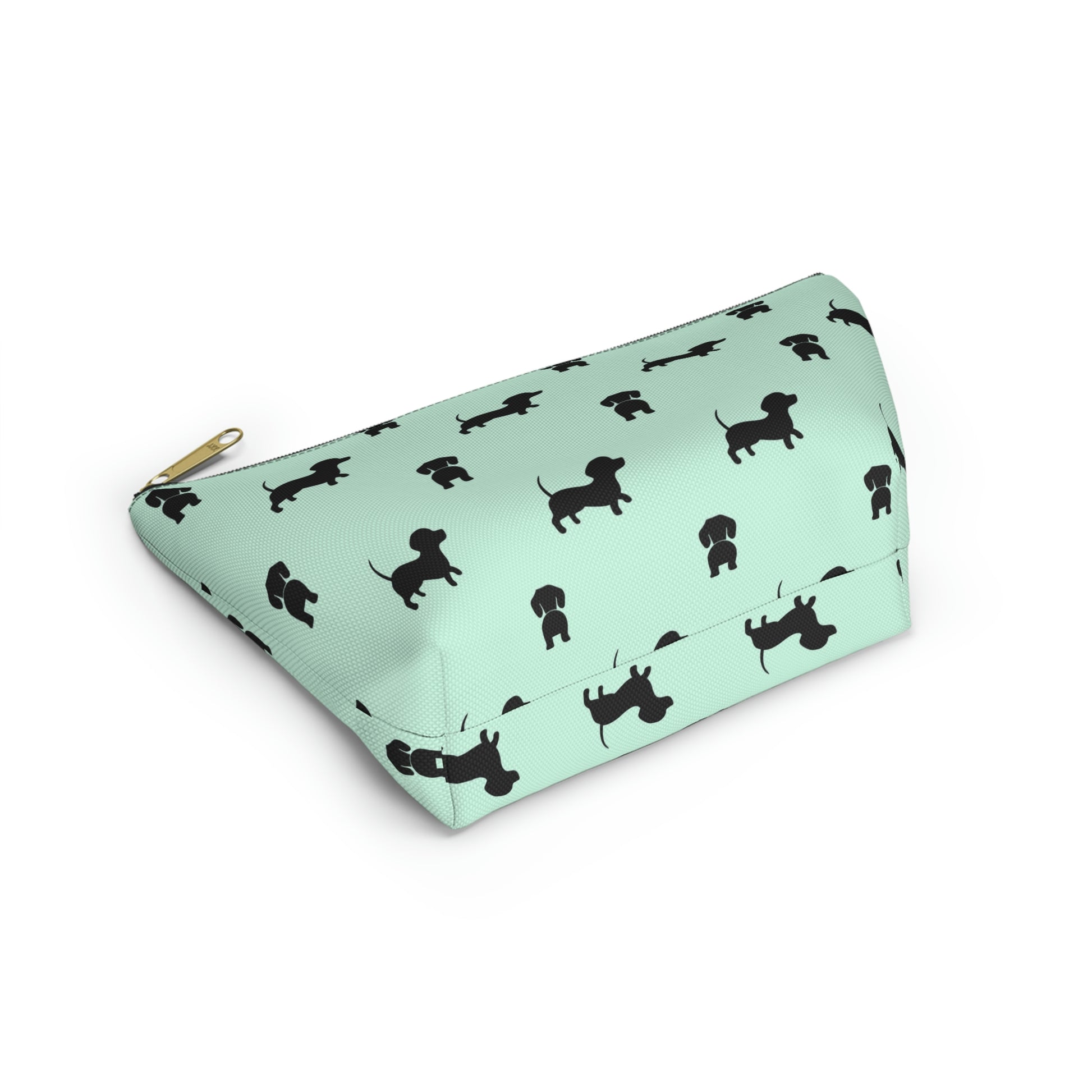 Mint & Black Dachshund Accessory Pouch with T-bottom - BowsAndArtsDesigns