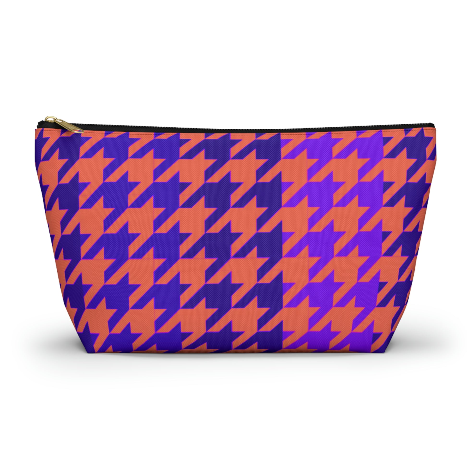 Purple & Orange Houndstooth Accessory Pouch with T-bottom - BowsAndArtsDesigns