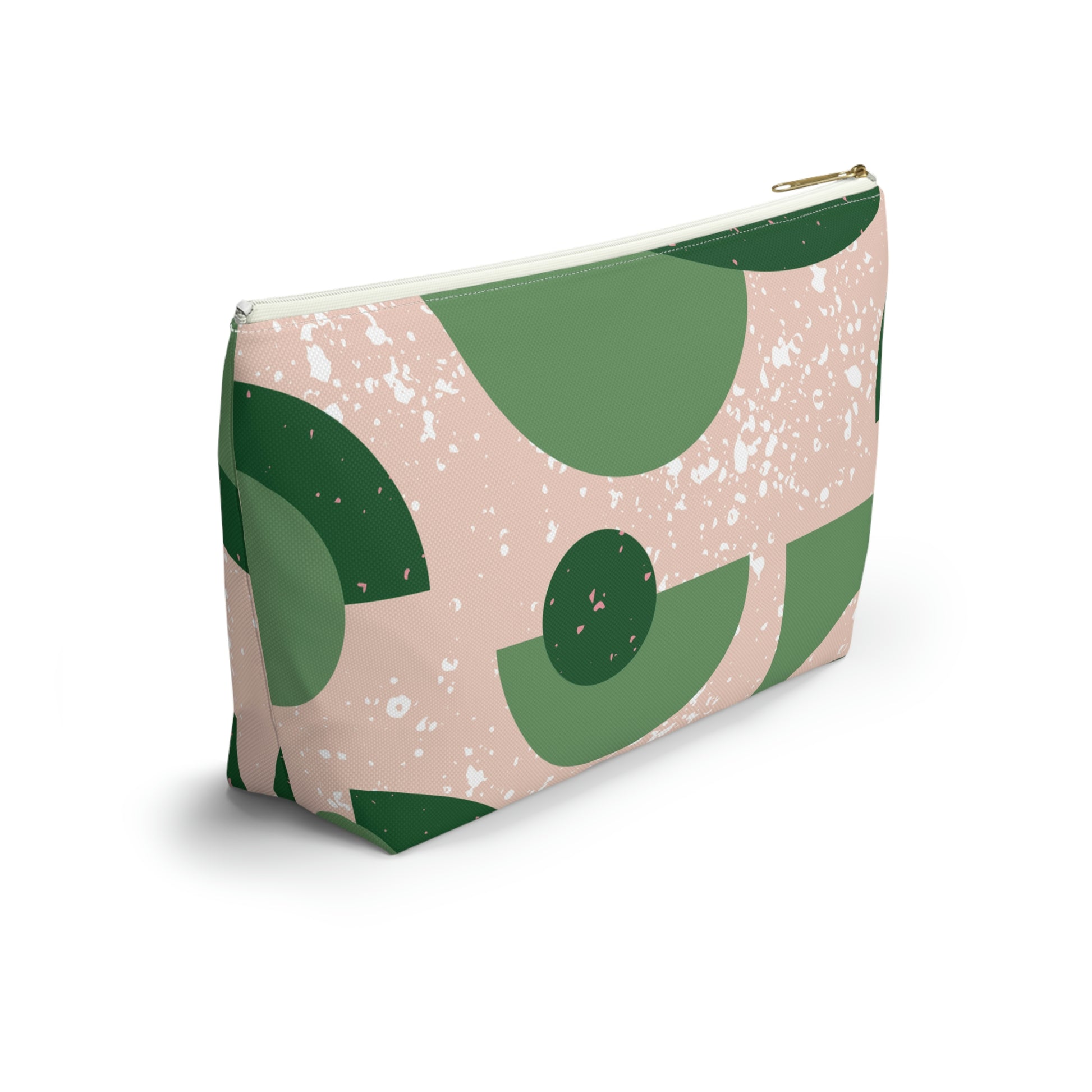 Green & Peach Mid Century Modern Accessory Pouch with T-bottom - BowsAndArtsDesigns