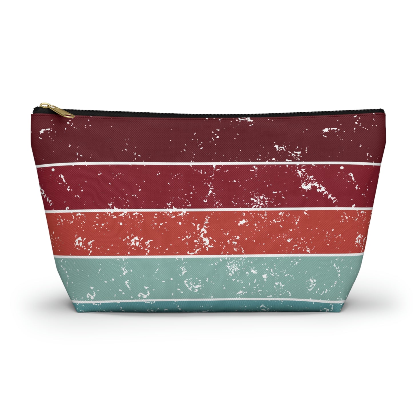 Garnet, Coral, & Teal Vintage Accessory Pouch with T-bottom