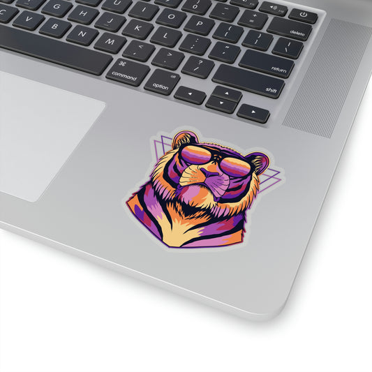 Purple & Orange Sunset Tiger Sunnies Vinyl Kiss-Cut Sticker - BowsAndArtsDesigns