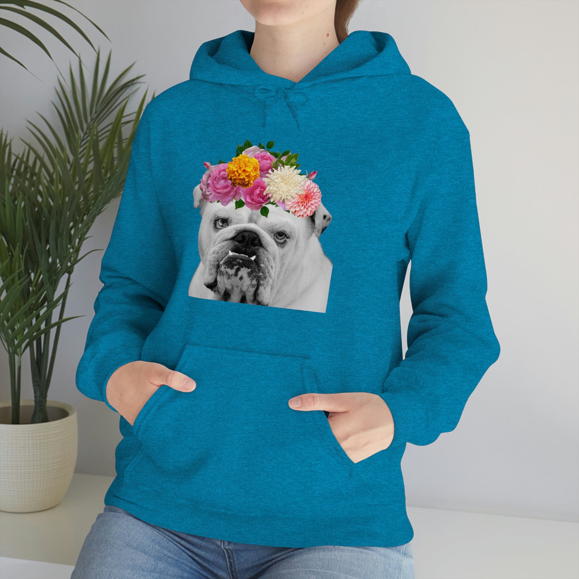 Very Pretty Bulldog Flower Crown Hoodie | Multiple Colors - BowsAndArtsDesigns