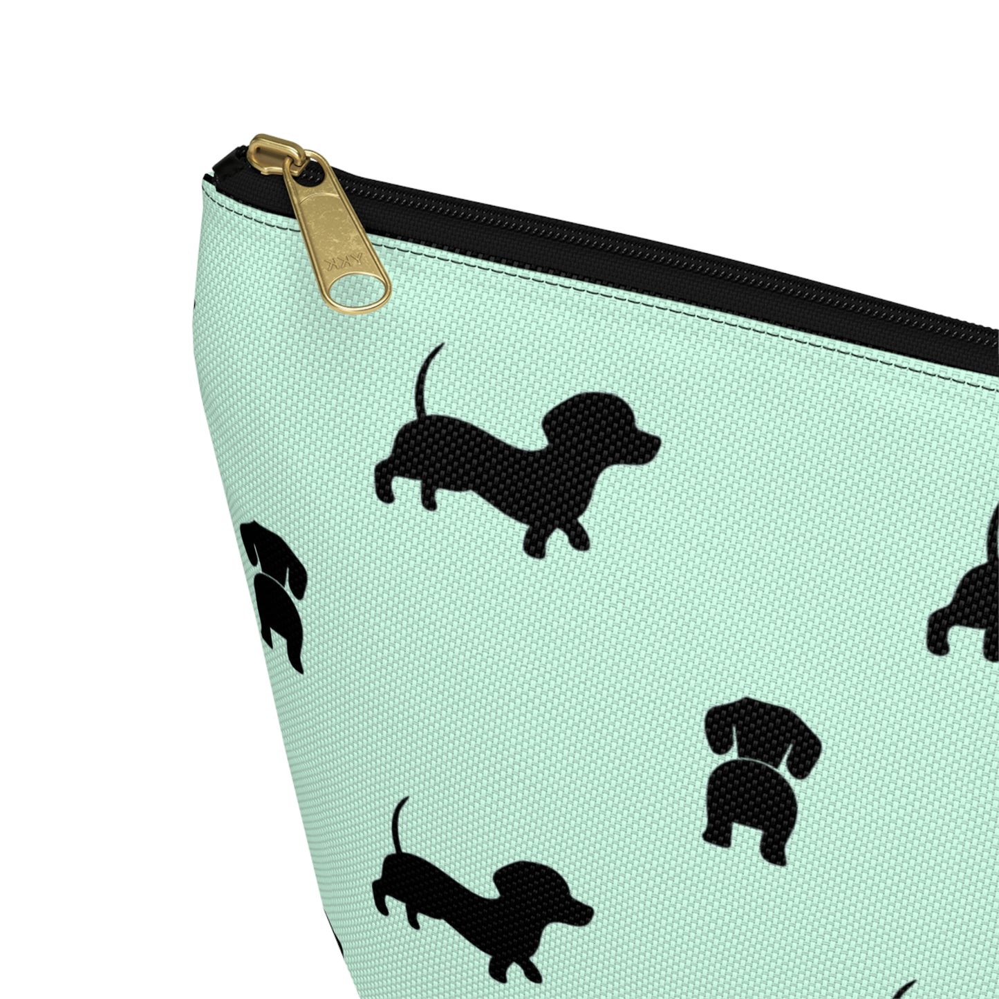 Mint & Black Dachshund Accessory Pouch with T-bottom - BowsAndArtsDesigns