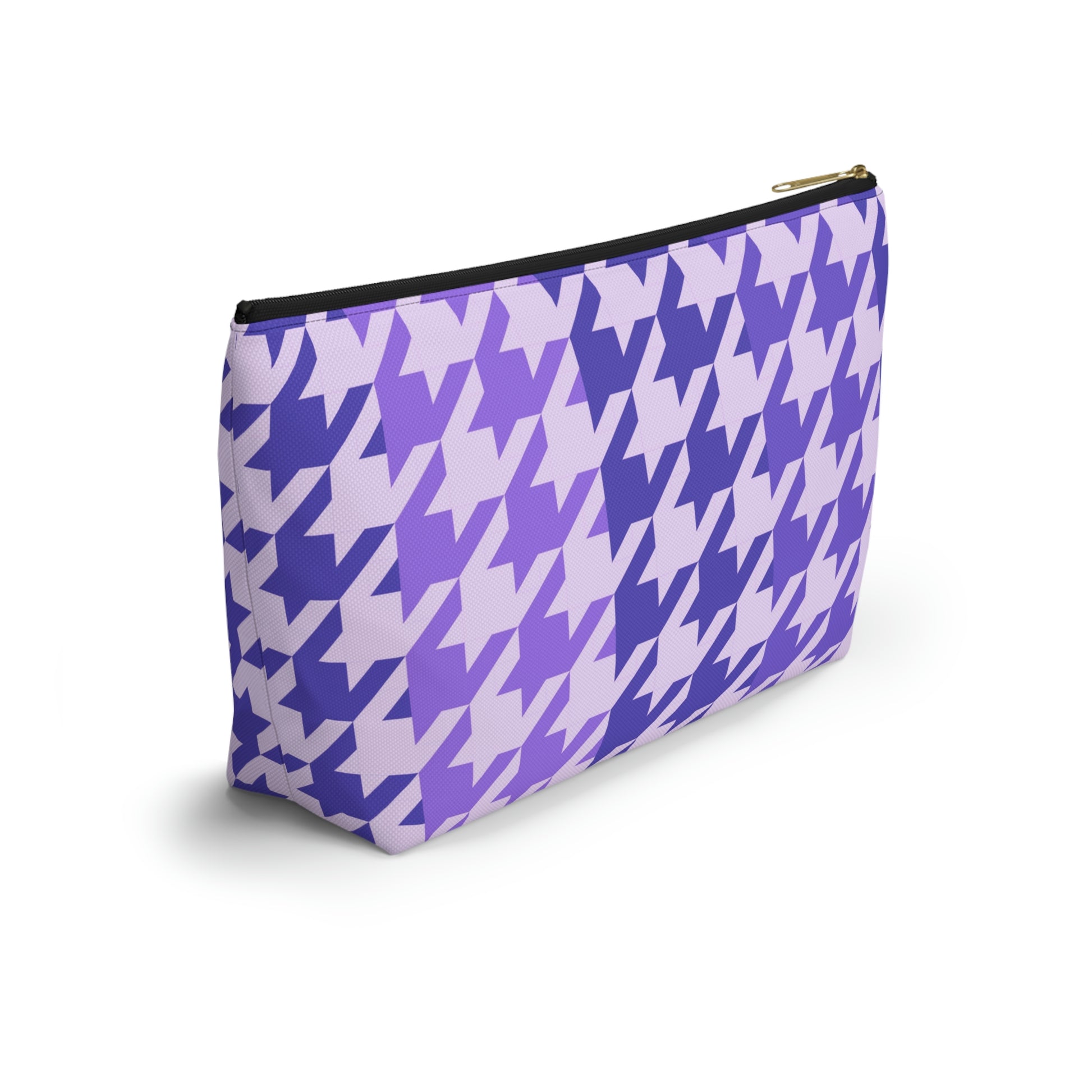 Purple Houndstooth Accessory Pouch with T-bottom - BowsAndArtsDesigns