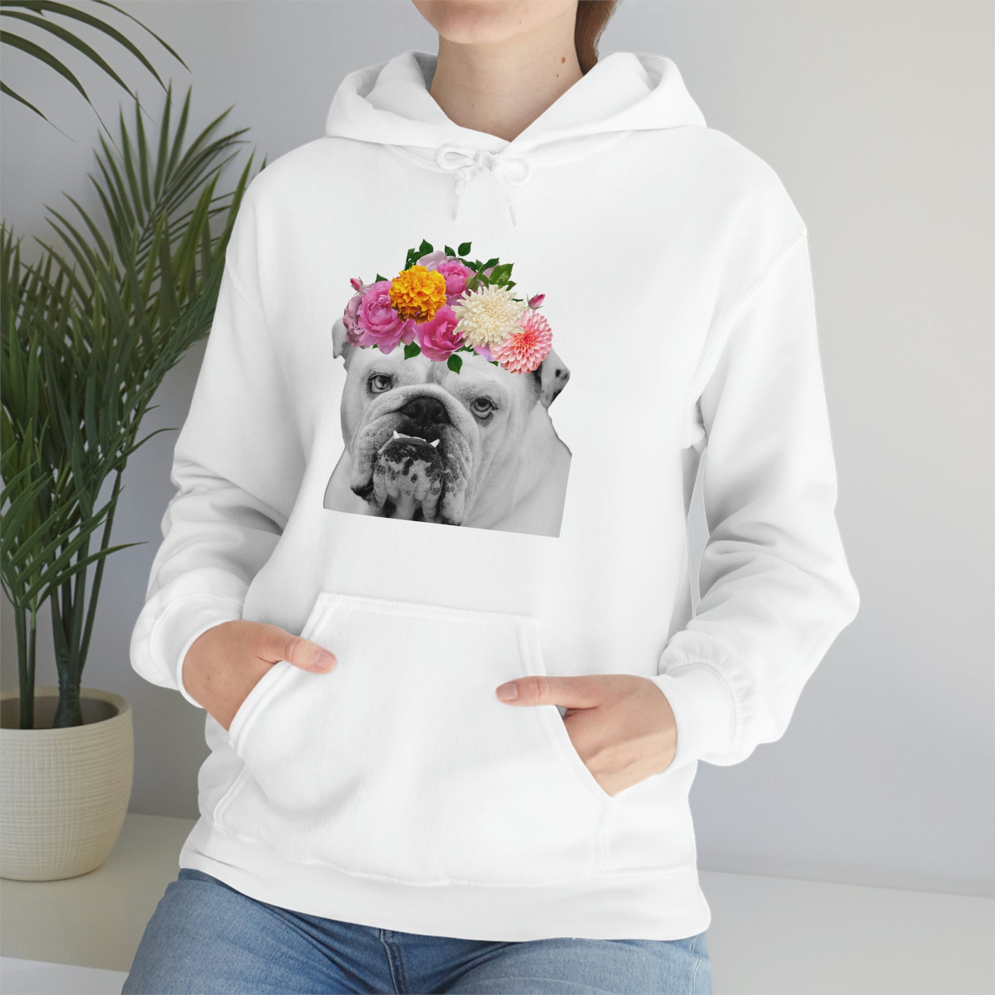 Very Pretty Bulldog Flower Crown Hoodie | Multiple Colors - BowsAndArtsDesigns
