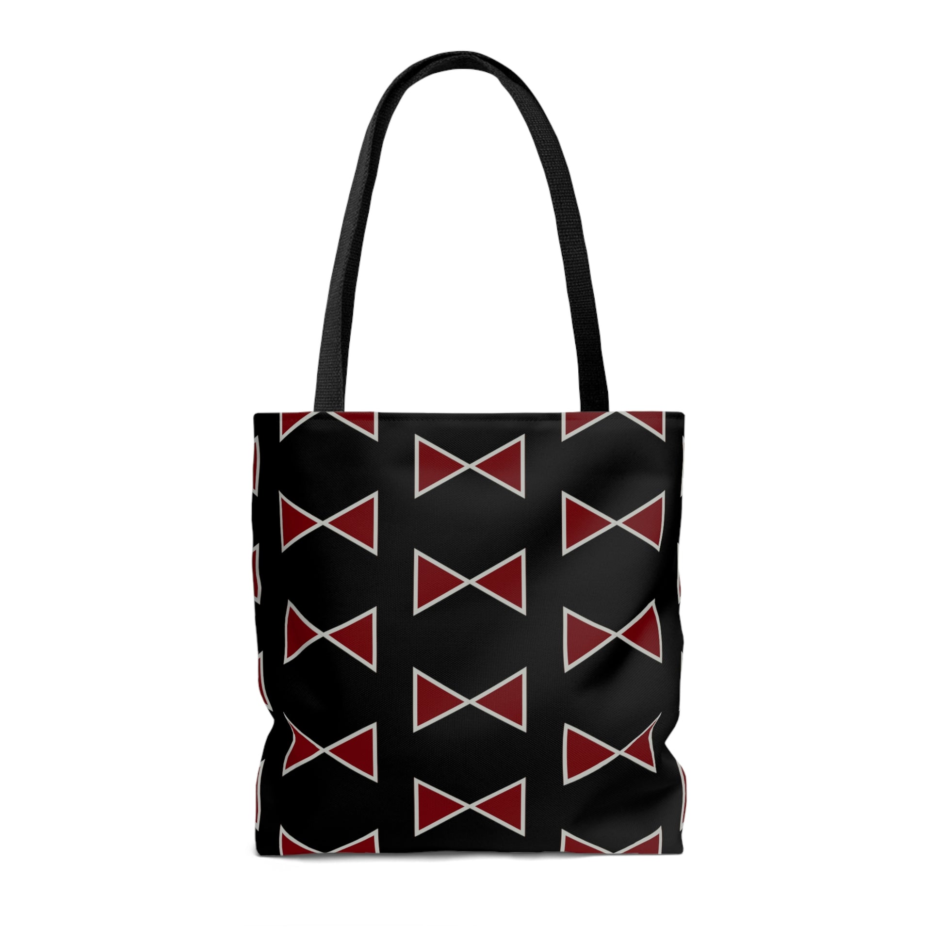 Black & Garnet Maroon Bows Canvas Tote Bag - BowsAndArtsDesigns