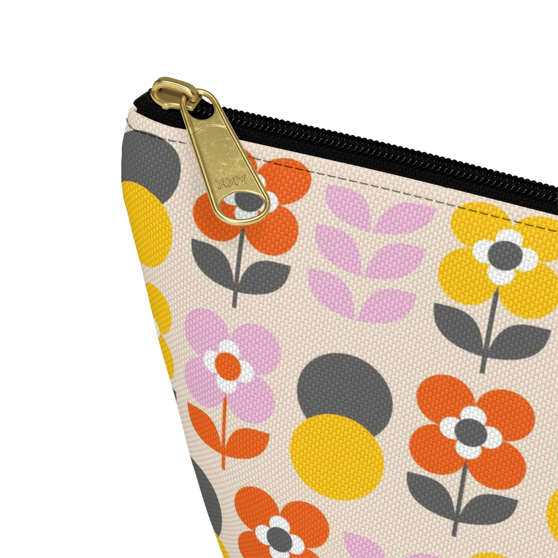 Yellow Gray Pink & Orange Retro Accessory Pouch with T-bottom - BowsAndArtsDesigns