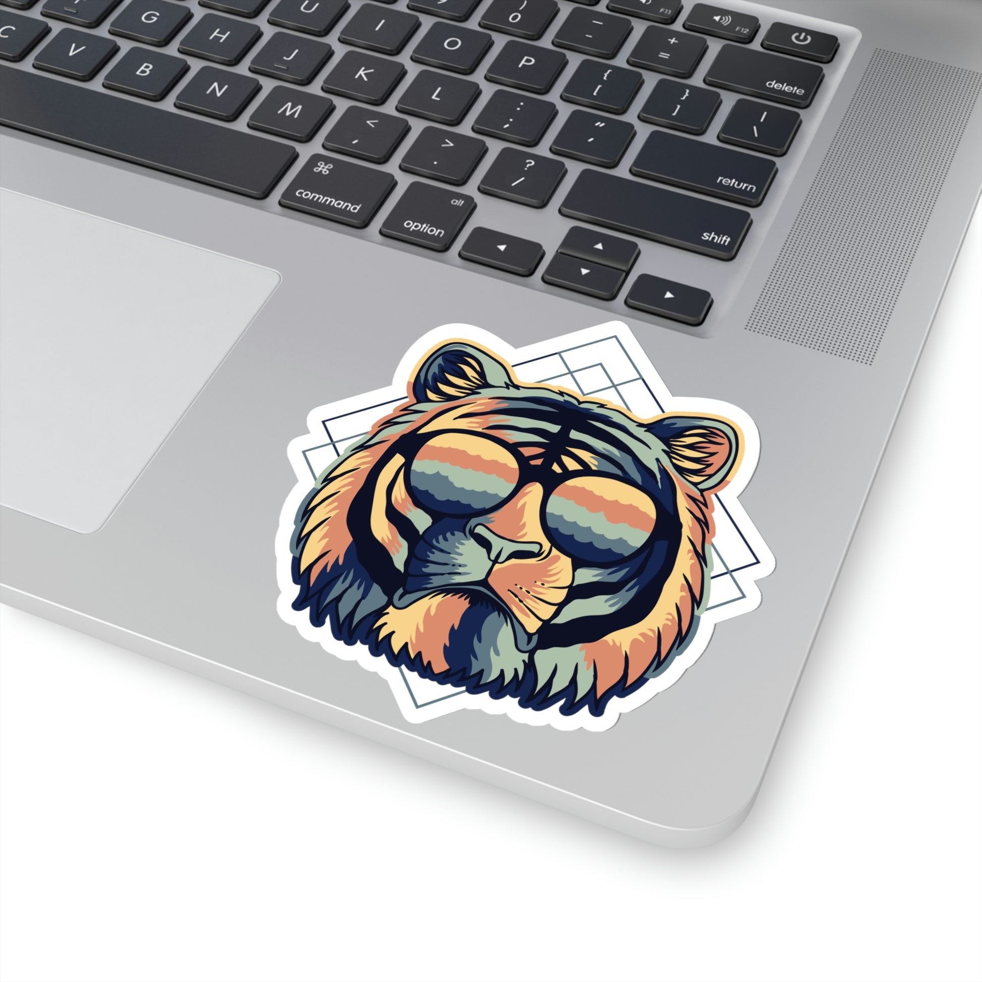 Earth Tone Tiger Sunnies Vinyl Kiss-Cut Sticker - BowsAndArtsDesigns