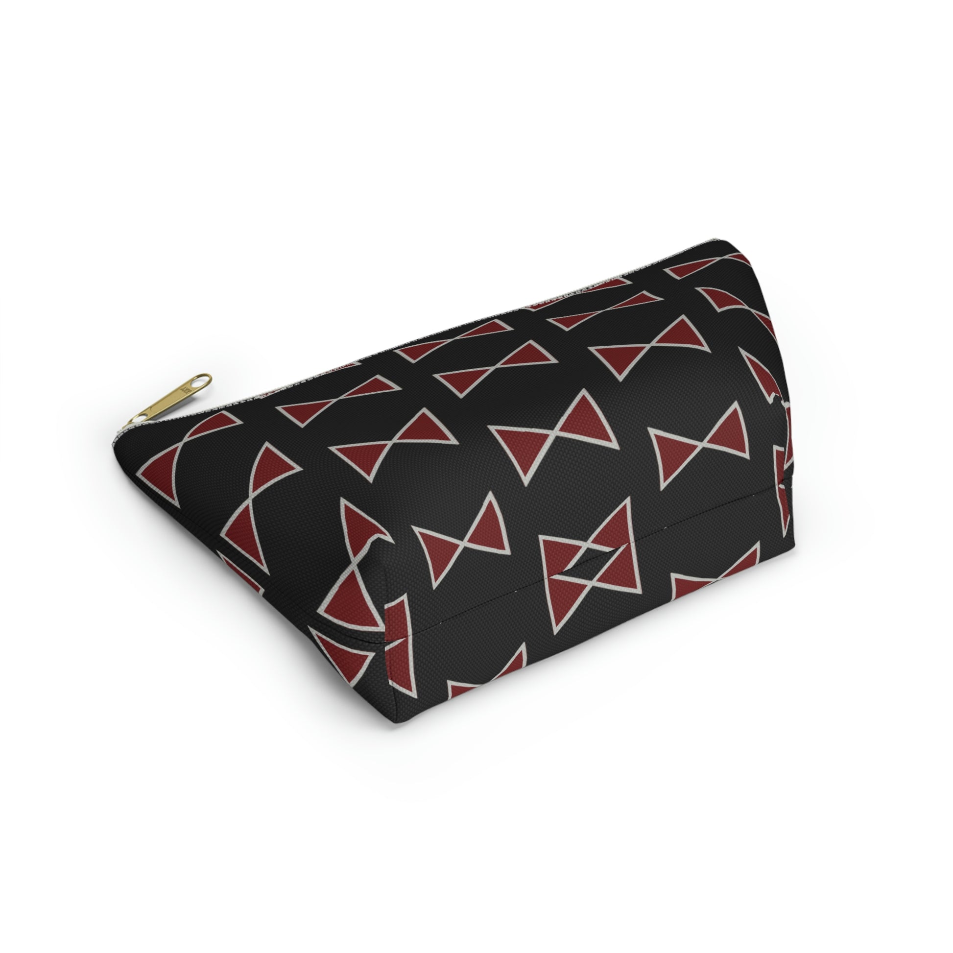 Black & Garnet Maroon Bows Accessory Pouch with T-bottom - BowsAndArtsDesigns