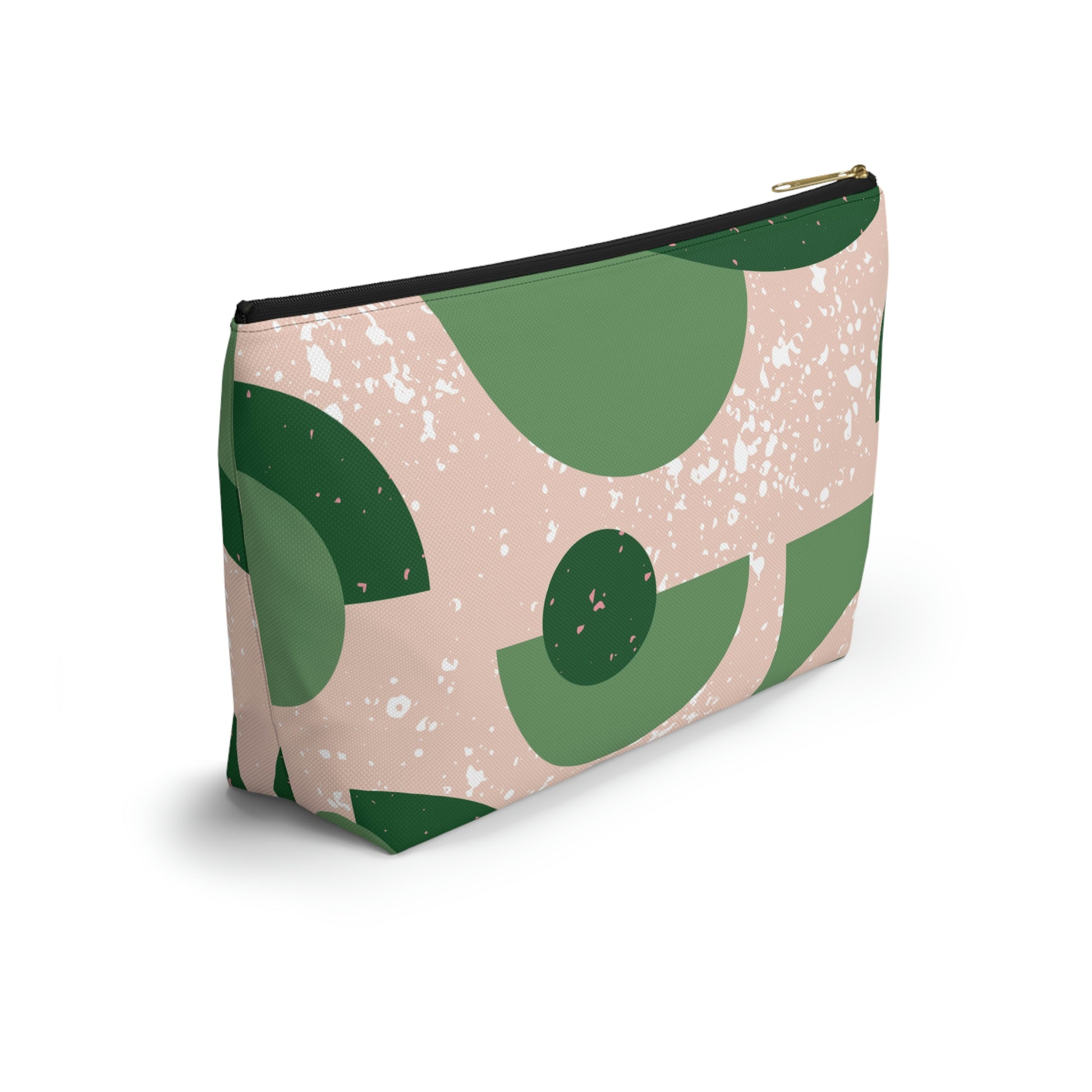 Green & Peach Mid Century Modern Accessory Pouch with T-bottom - BowsAndArtsDesigns