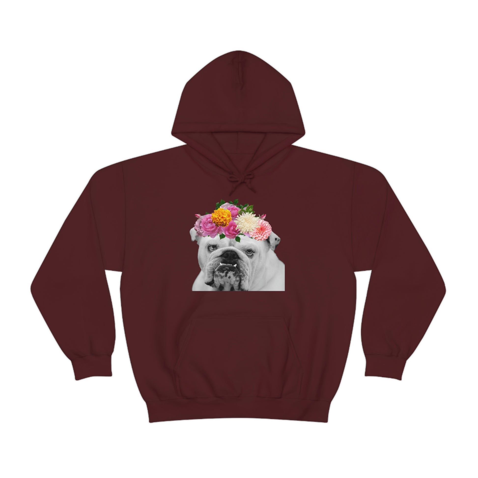 Very Pretty Bulldog Flower Crown Hoodie | Multiple Colors - BowsAndArtsDesigns