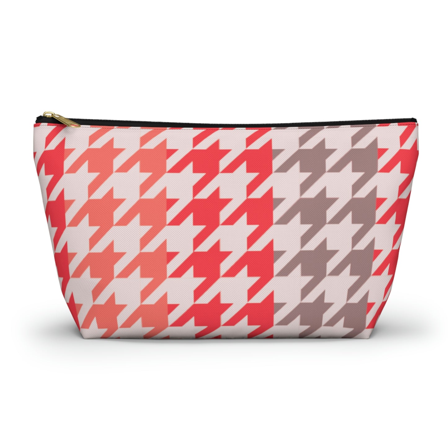 Coral & Gray Accessory Pouch with T-bottom - BowsAndArtsDesigns