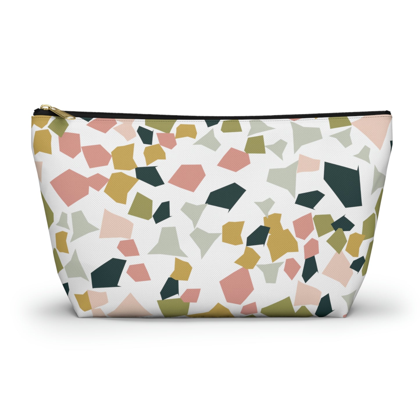 Pink & Green Terrazzo Accessory Pouch with T-bottom