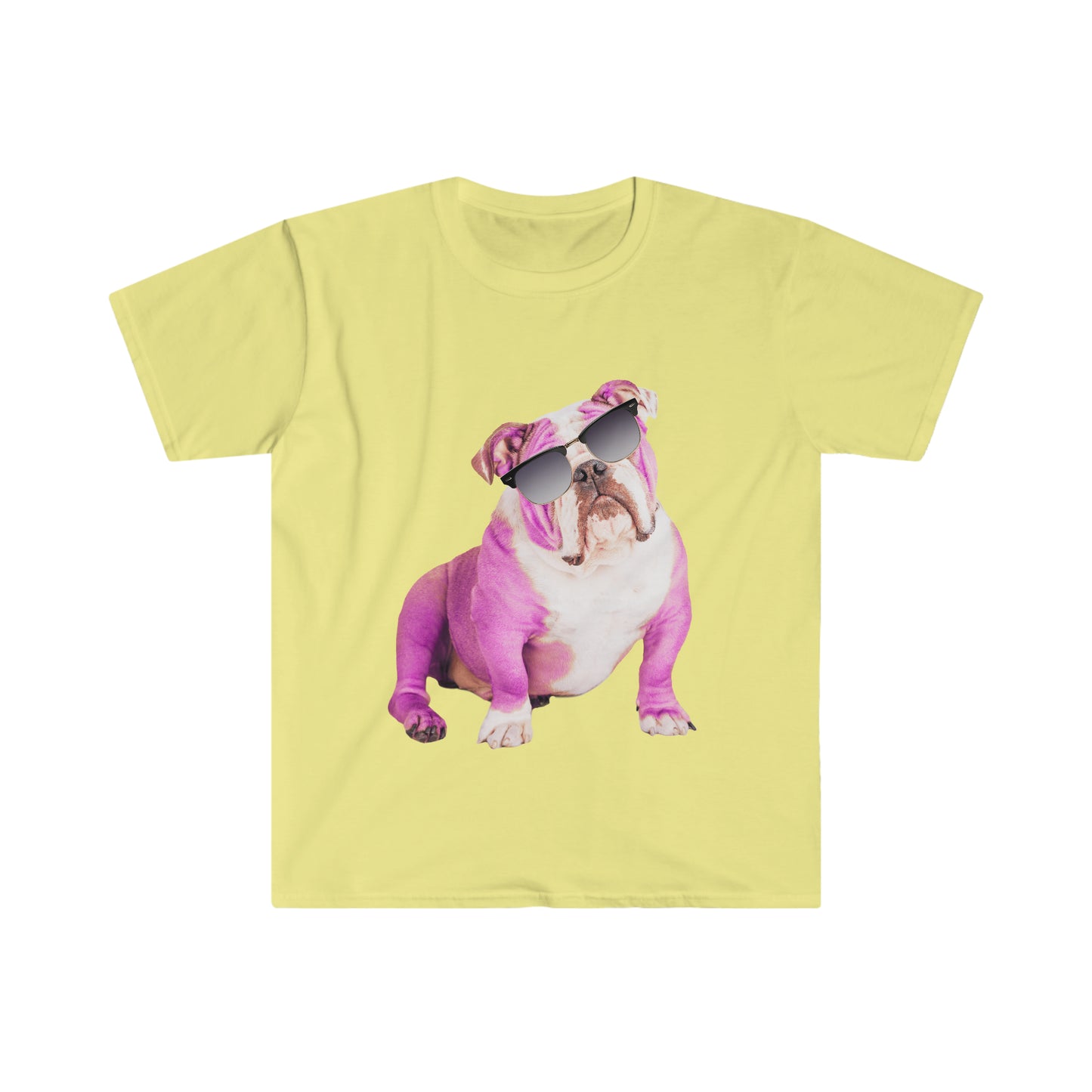 Pink Bulldog Sunnies Unisex Softstyle T-shirt