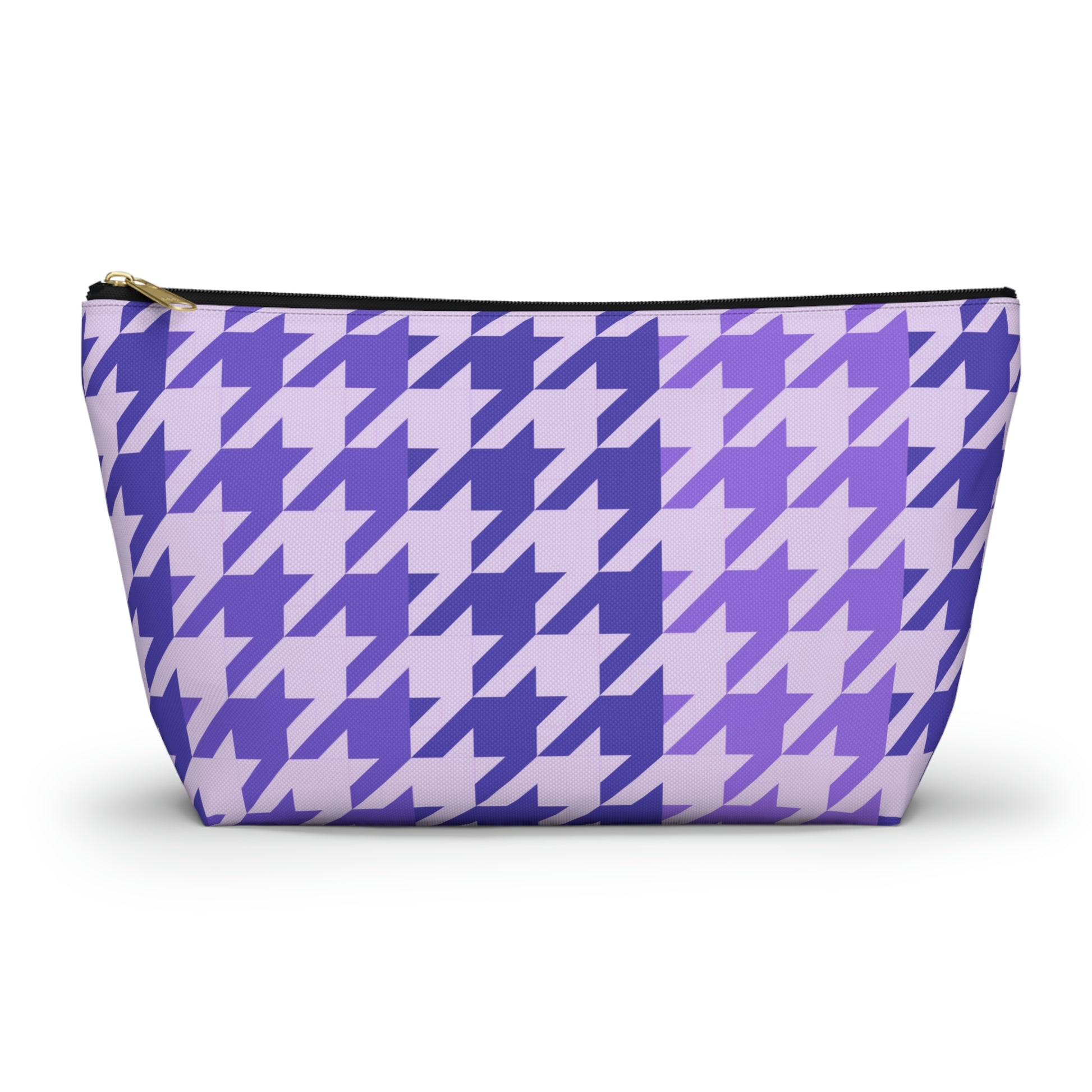 Purple Houndstooth Accessory Pouch with T-bottom - BowsAndArtsDesigns