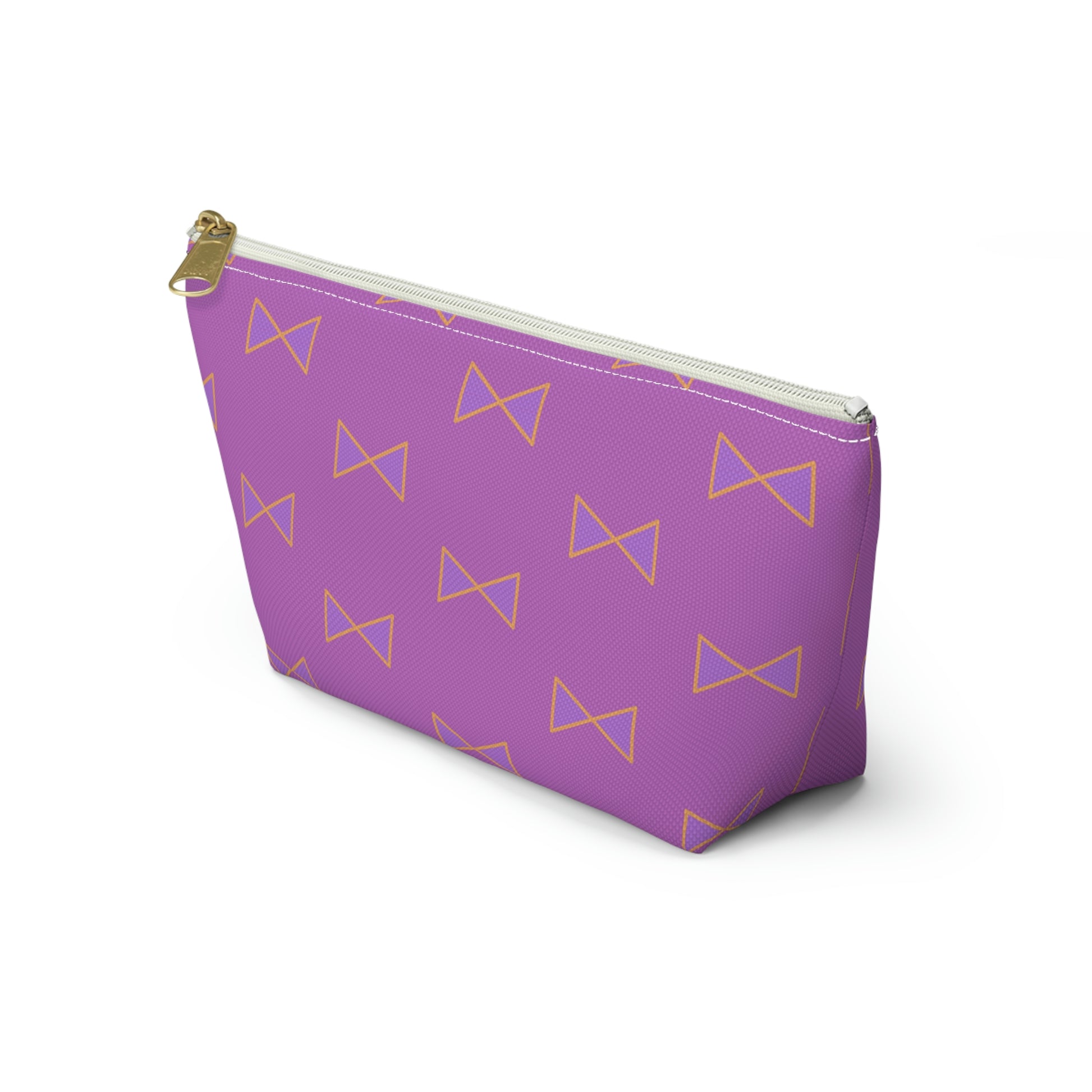 Purple & Tangerine Orange Bows Accessory Pouch with T-bottom - BowsAndArtsDesigns