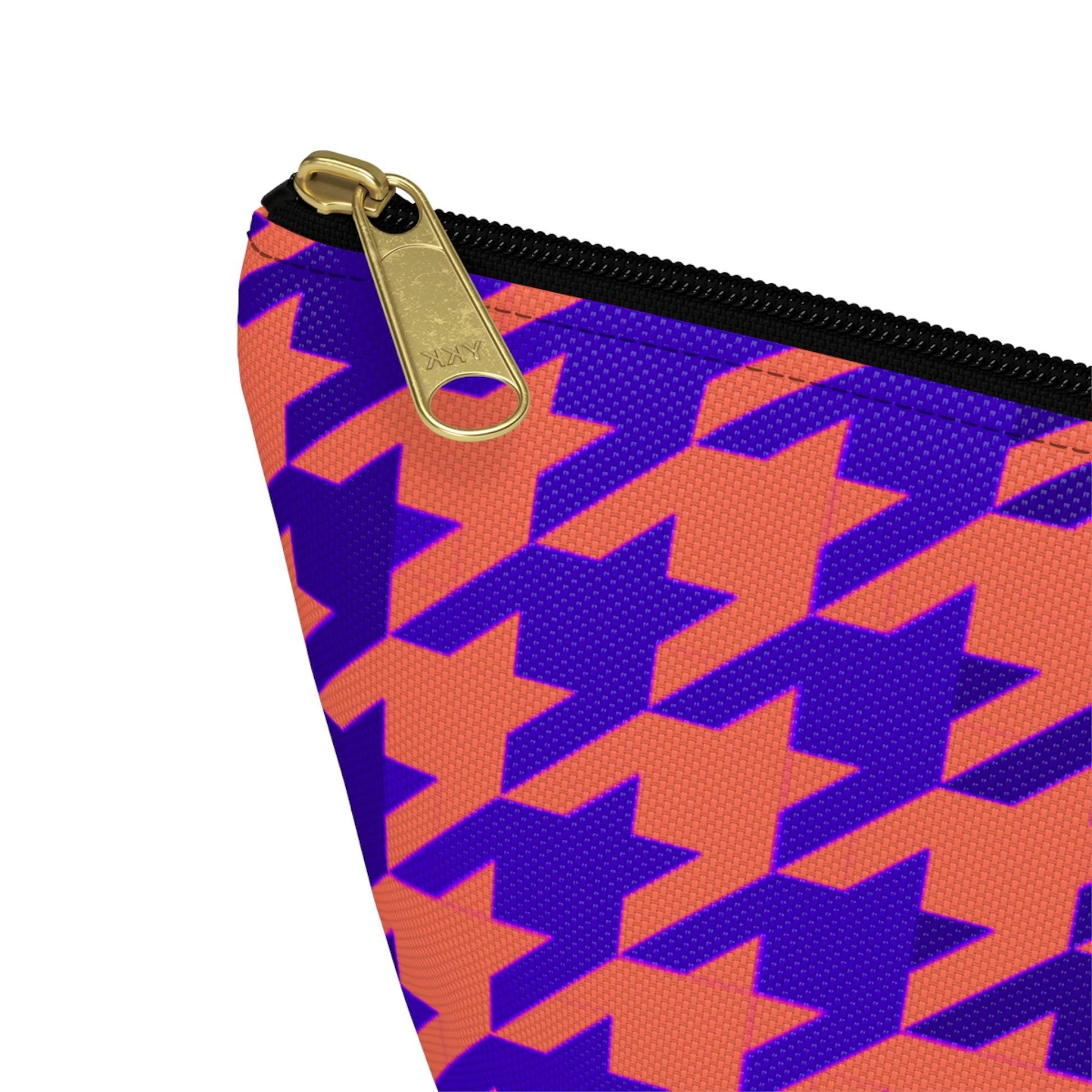 Purple & Orange Houndstooth Accessory Pouch with T-bottom - BowsAndArtsDesigns