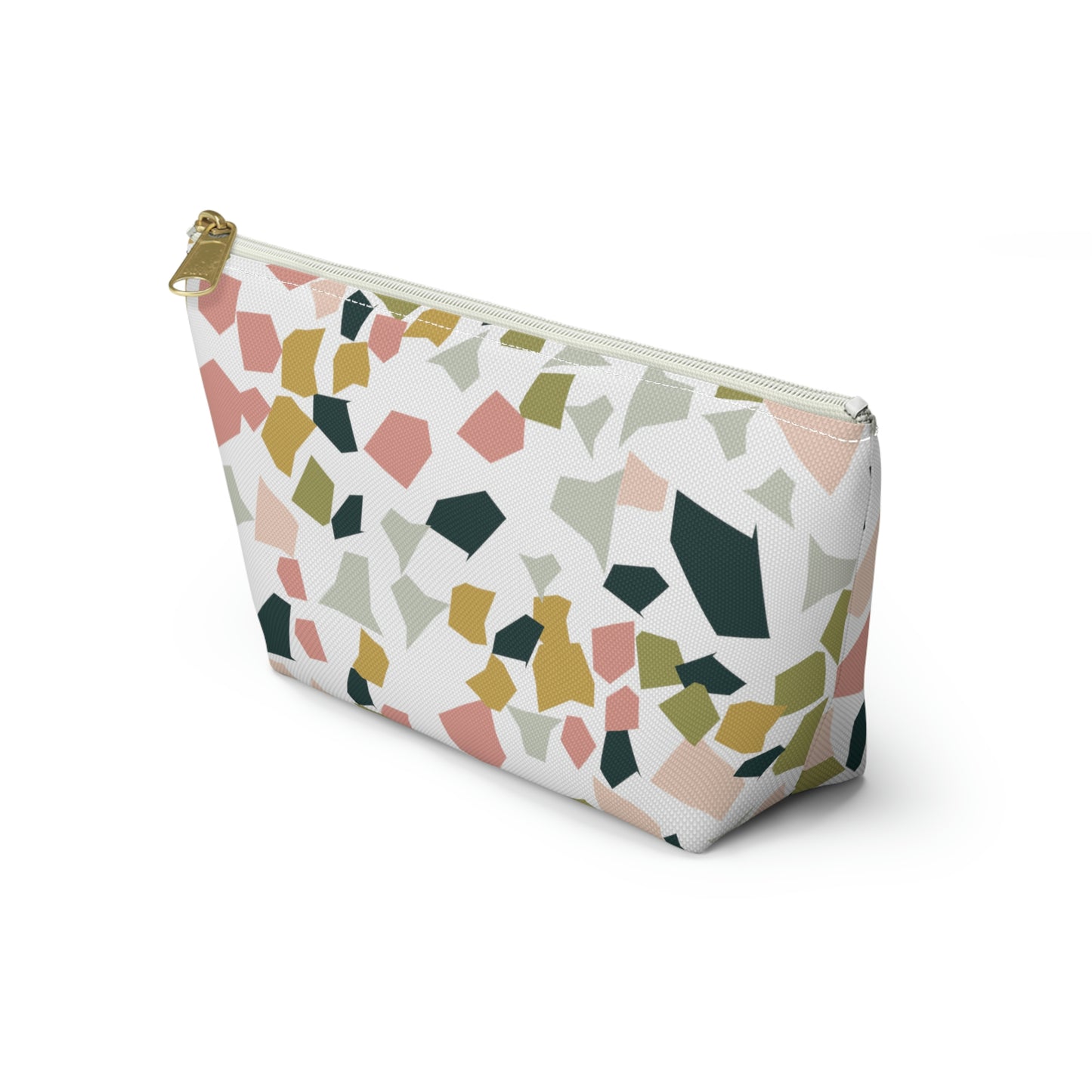 Pink & Green Terrazzo Accessory Pouch with T-bottom