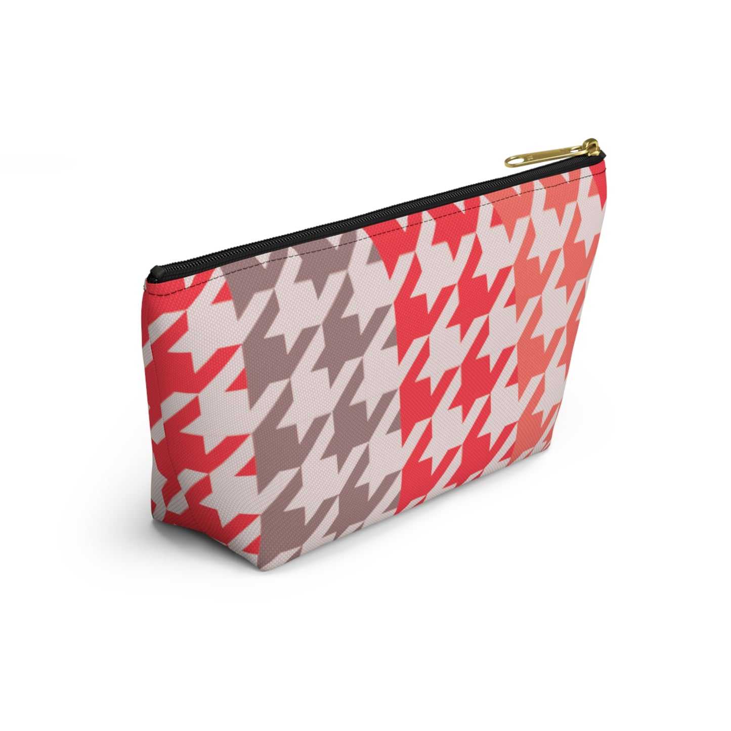 Coral & Gray Accessory Pouch with T-bottom - BowsAndArtsDesigns