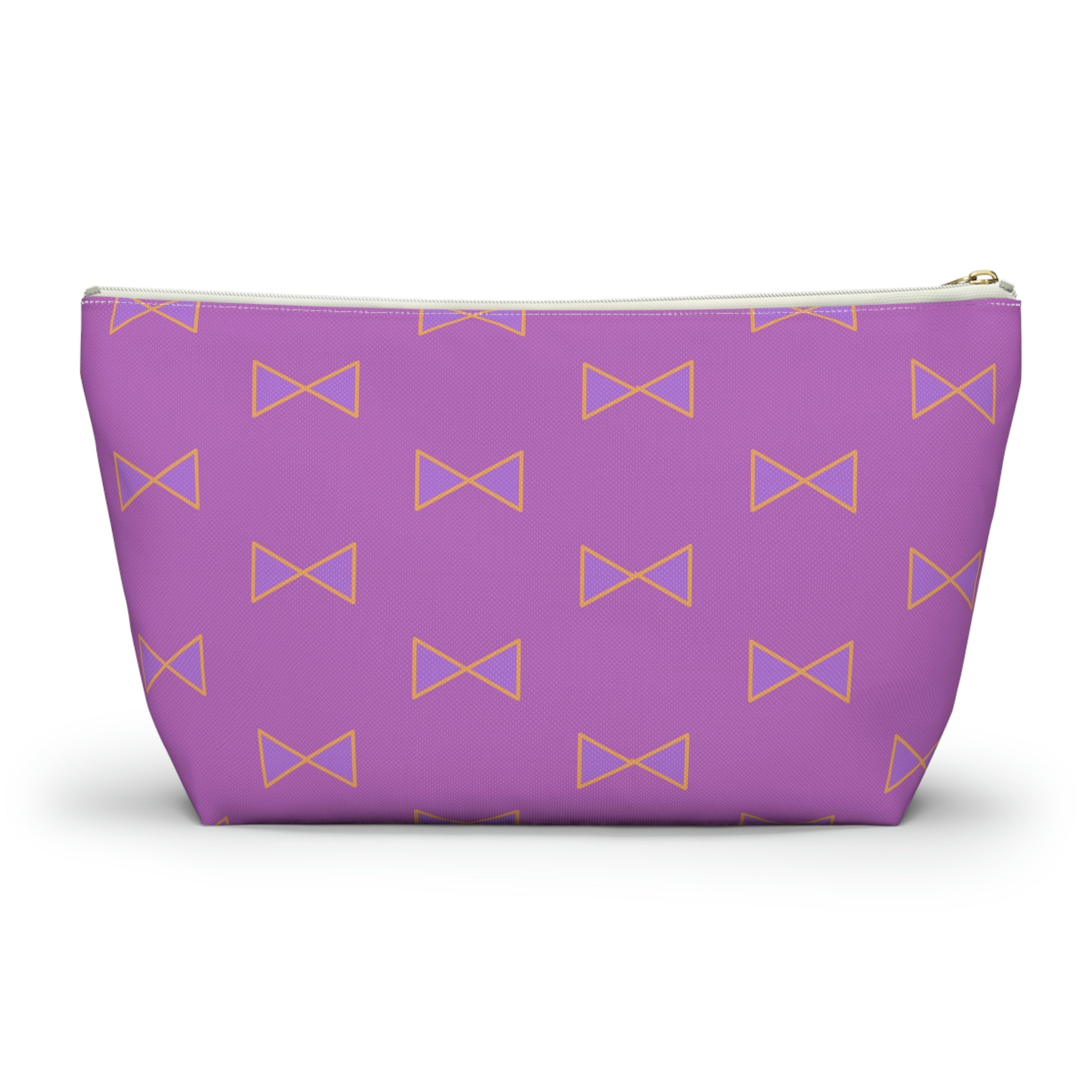 Purple & Tangerine Orange Bows Accessory Pouch with T-bottom - BowsAndArtsDesigns